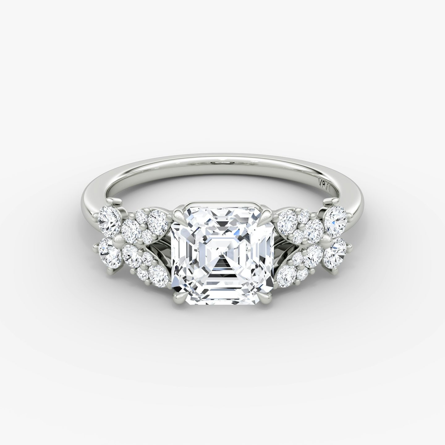The Signature Floral  | Asscher | Platinum | bandAccent: Plain | diamondOrientation: vertical | caratWeight: other
