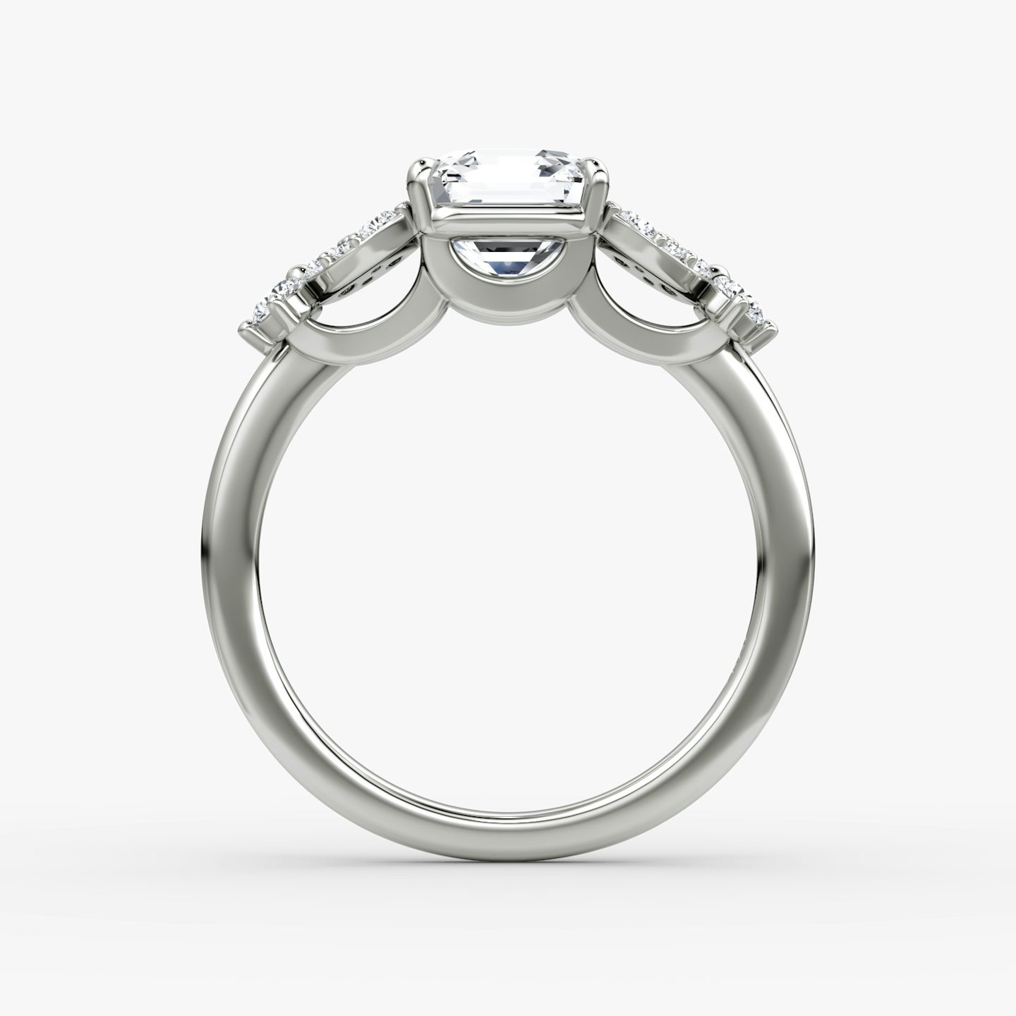 The Signature Floral  | Asscher | Platinum | bandAccent: Plain | diamondOrientation: vertical | caratWeight: other