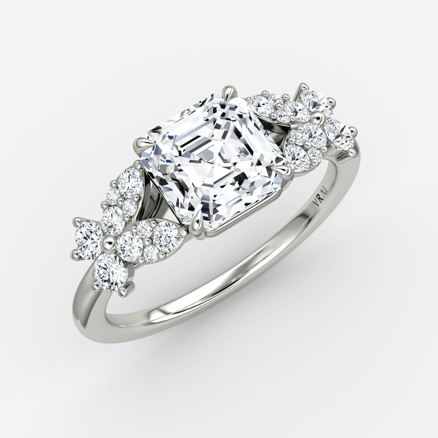 The Signature Floral  | Asscher | Platinum | bandAccent: Plain | diamondOrientation: vertical | caratWeight: other