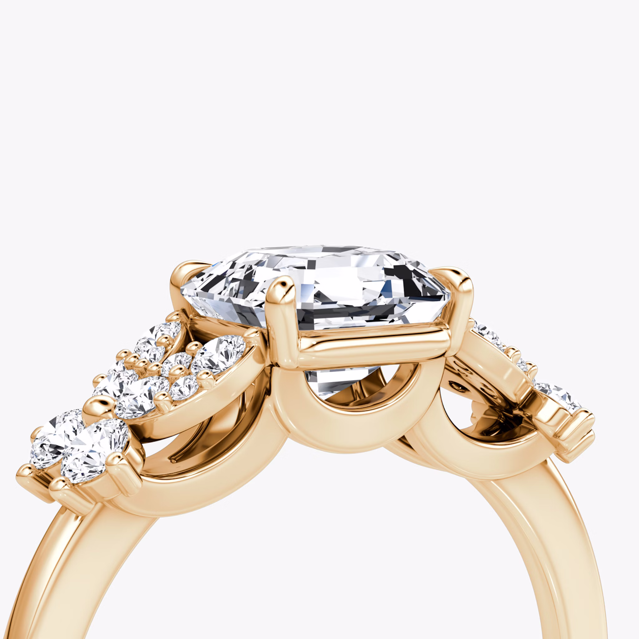 The Signature Floral | Asscher | 14k | Rose Gold | bandAccent: Plain | diamondOrientation: vertical | caratWeight: other