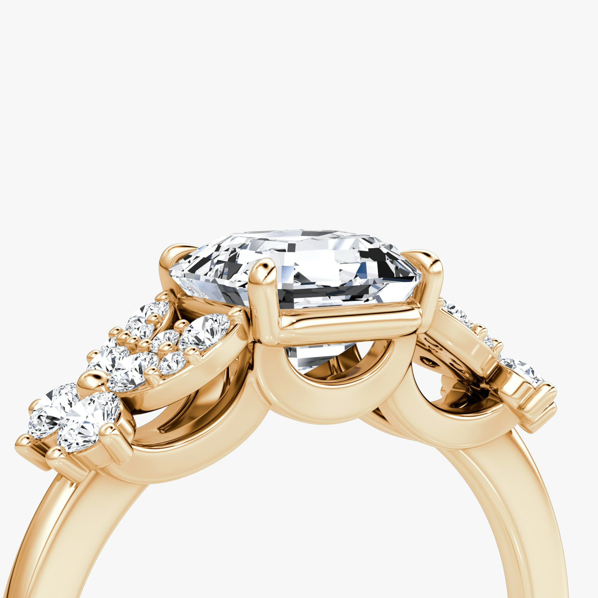 The Signature Floral | Asscher | 14k | Rose Gold | bandAccent: Plain | diamondOrientation: vertical | caratWeight: other