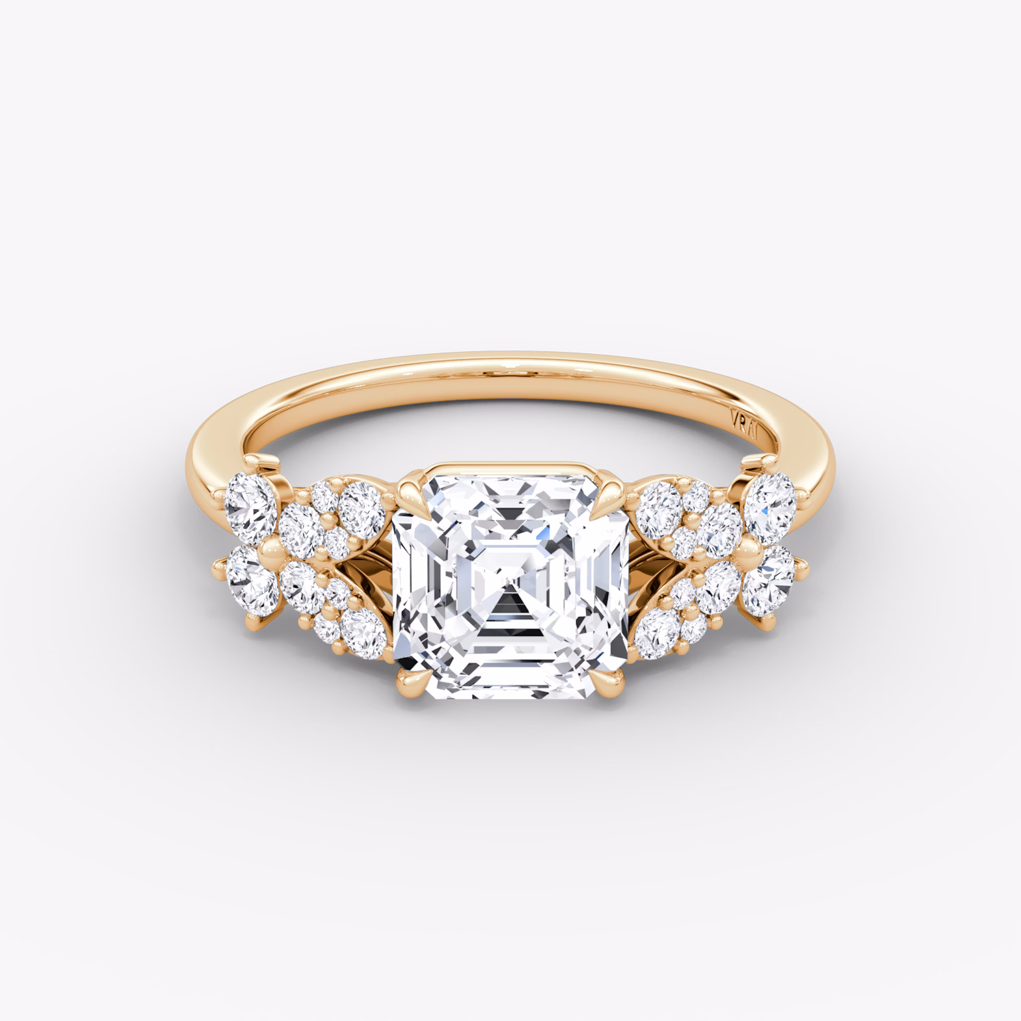 The Signature Floral | Asscher | 14k | Rose Gold | bandAccent: Plain | diamondOrientation: vertical | caratWeight: other