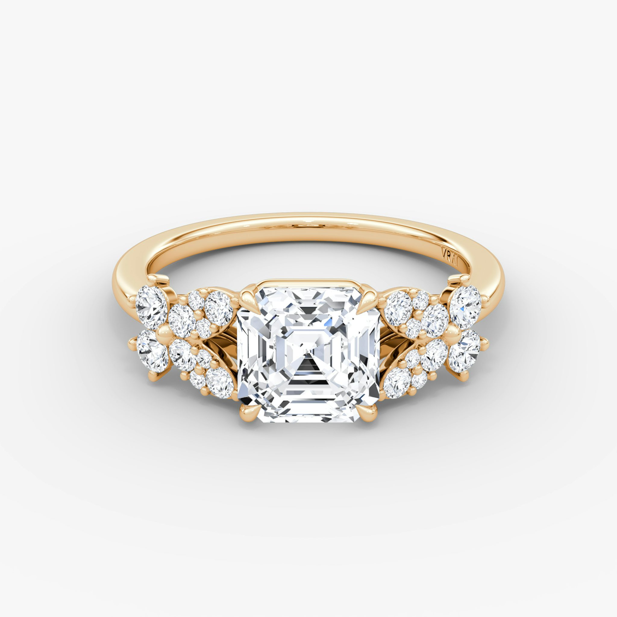 The Signature Floral | Asscher | 14k | Rose Gold | bandAccent: Plain | diamondOrientation: vertical | caratWeight: other