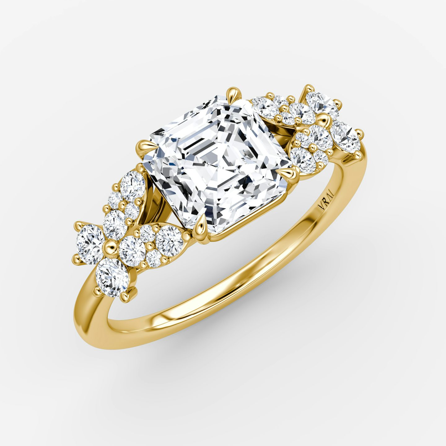 The Signature Floral  | Asscher | 18k | Yellow Gold | bandAccent: Plain | diamondOrientation: vertical | caratWeight: other