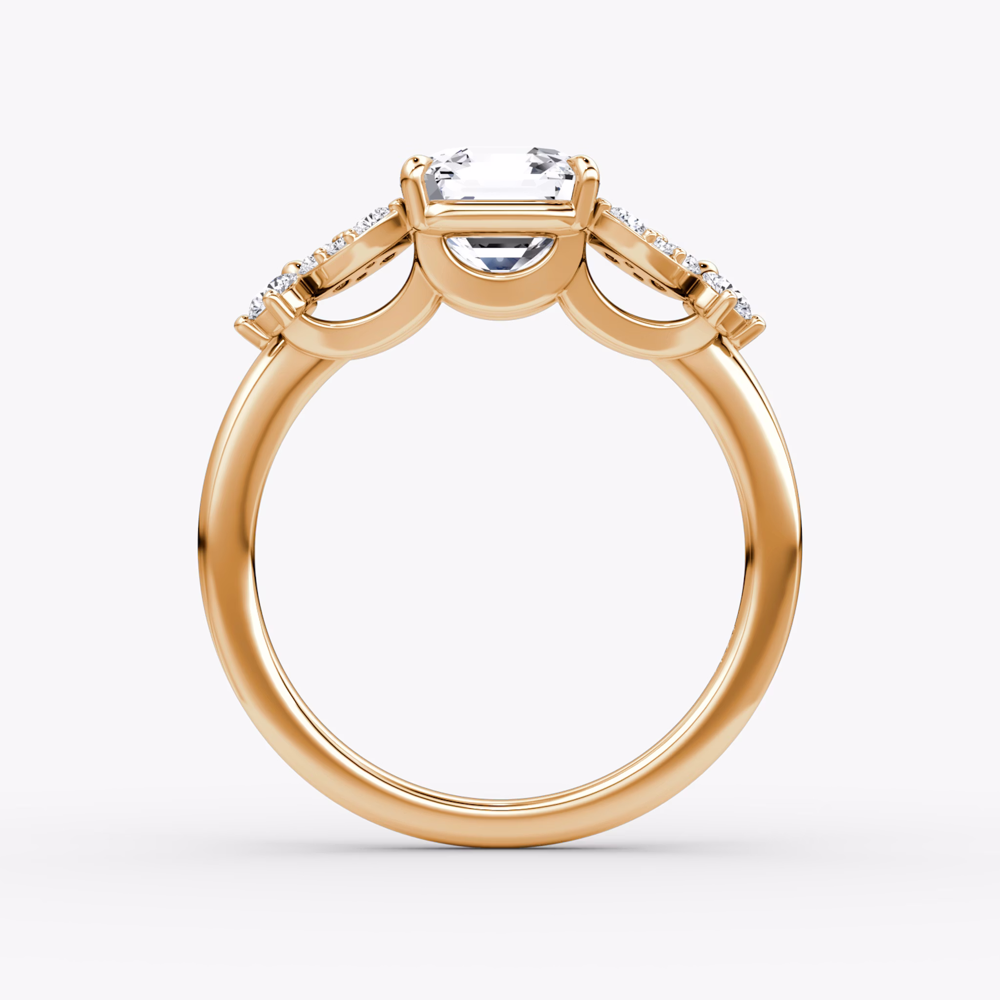 The Signature Floral | Asscher | 14k | Rose Gold | bandAccent: Plain | diamondOrientation: vertical | caratWeight: other