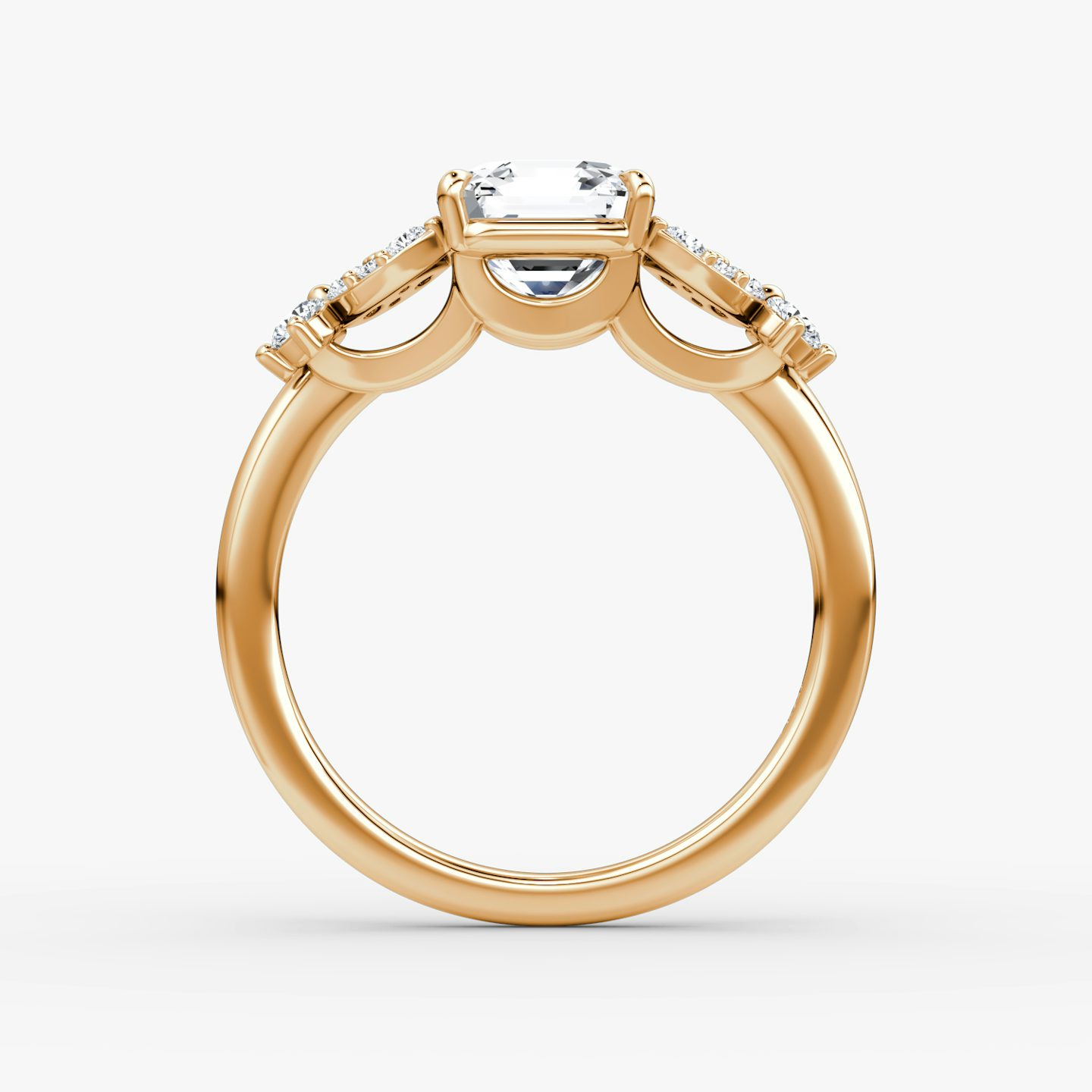 The Signature Floral  | Asscher | 14k | Rose Gold | bandAccent: Plain | diamondOrientation: vertical | caratWeight: other