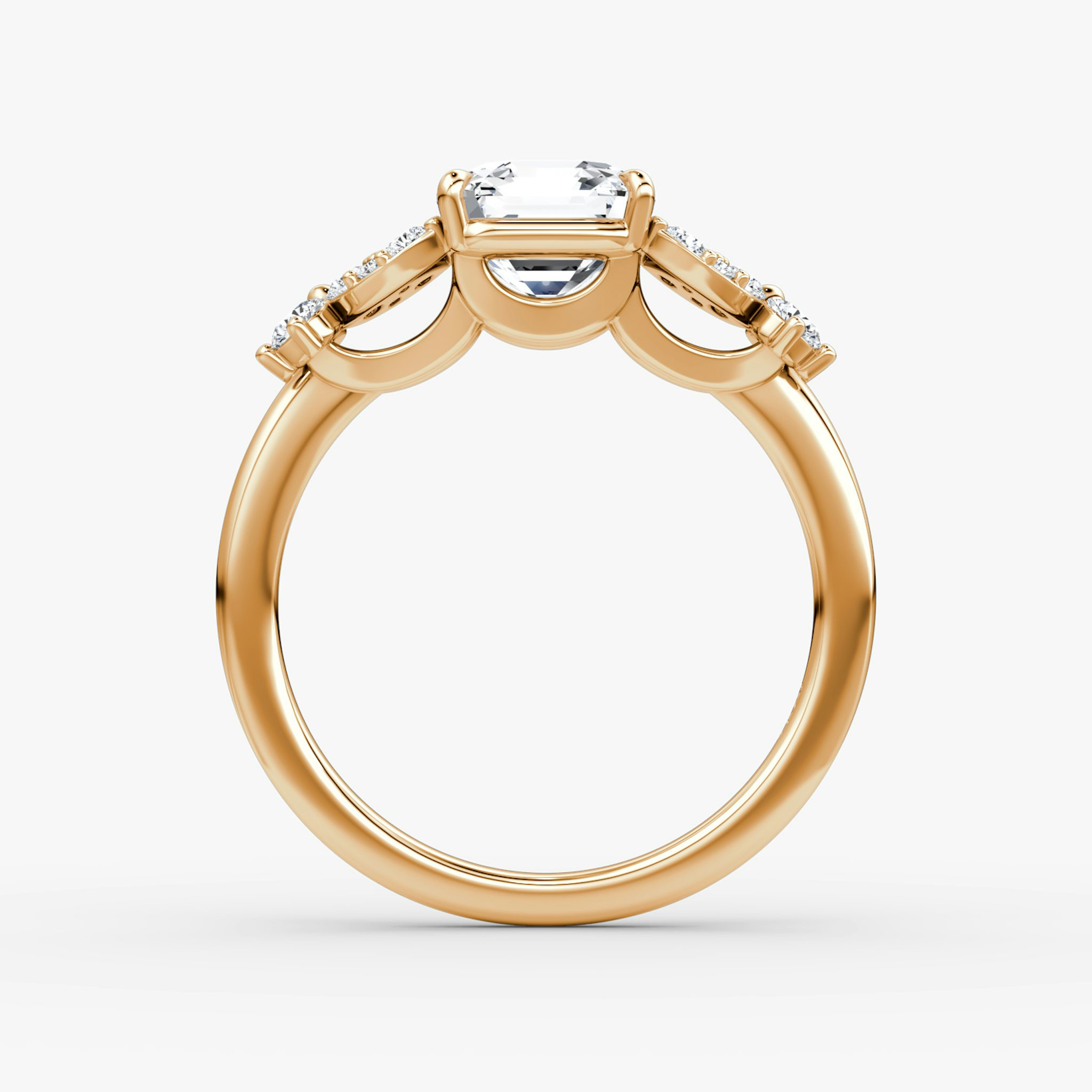 The Signature Floral | Asscher | 14k | Rose Gold | bandAccent: Plain | diamondOrientation: vertical | caratWeight: other
