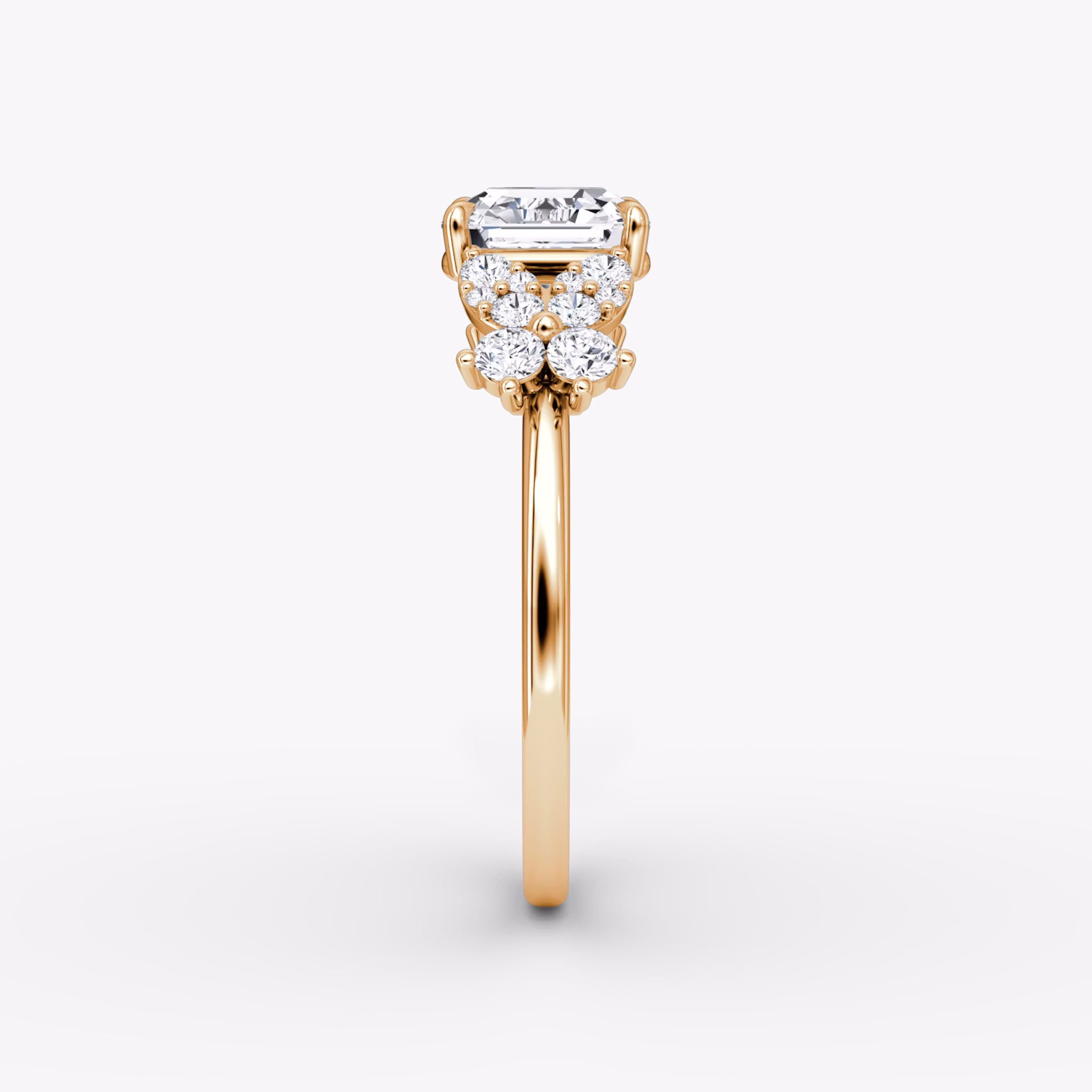 The Signature Floral | Asscher | 14k | Rose Gold | bandAccent: Plain | diamondOrientation: vertical | caratWeight: other