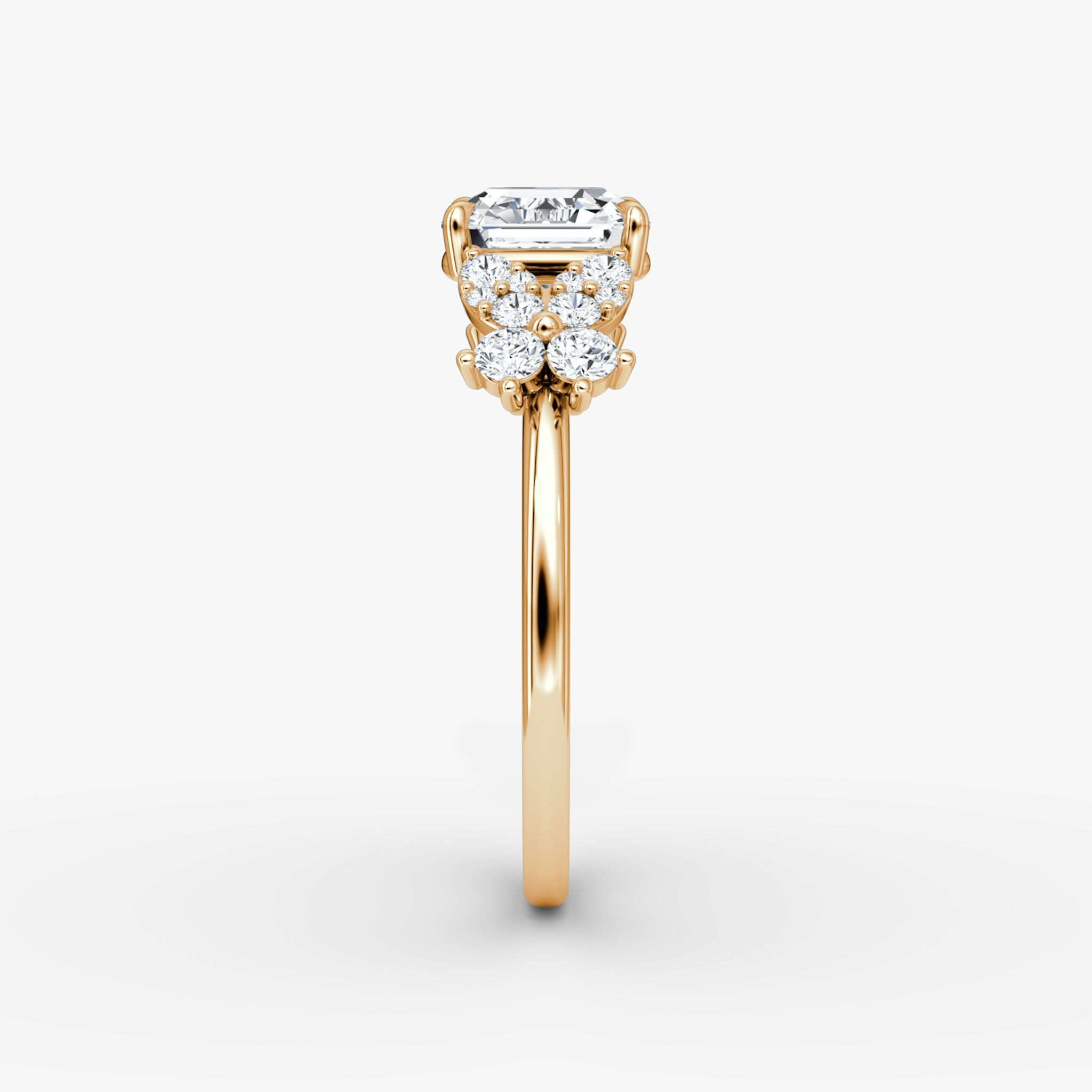 The Signature Floral | Asscher | 14k | Rose Gold | bandAccent: Plain | diamondOrientation: vertical | caratWeight: other