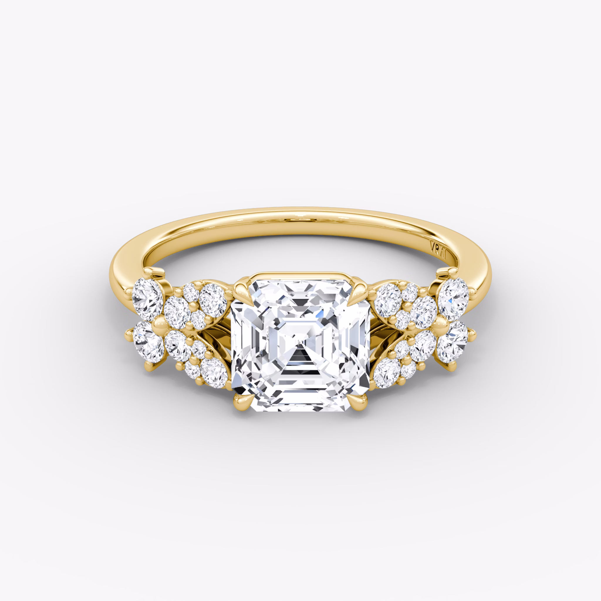 The Signature Floral | Asscher | 18k | Yellow Gold | bandAccent: Plain | diamondOrientation: vertical | caratWeight: other