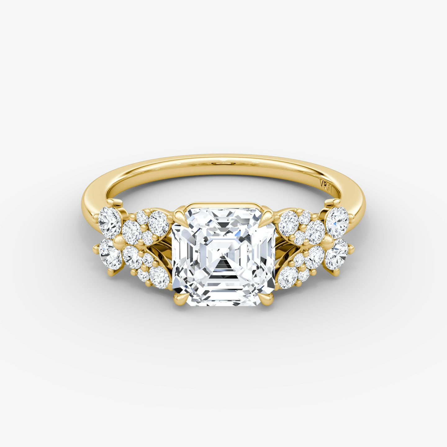 The Signature Floral  | Asscher | 18k | Yellow Gold | bandAccent: Plain | diamondOrientation: vertical | caratWeight: other