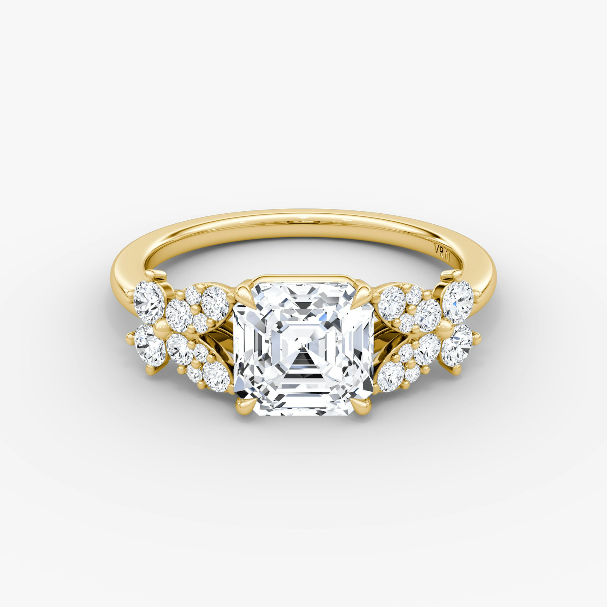 The Signature Floral | Asscher | 18k | Yellow Gold | bandAccent: Plain | diamondOrientation: vertical | caratWeight: other