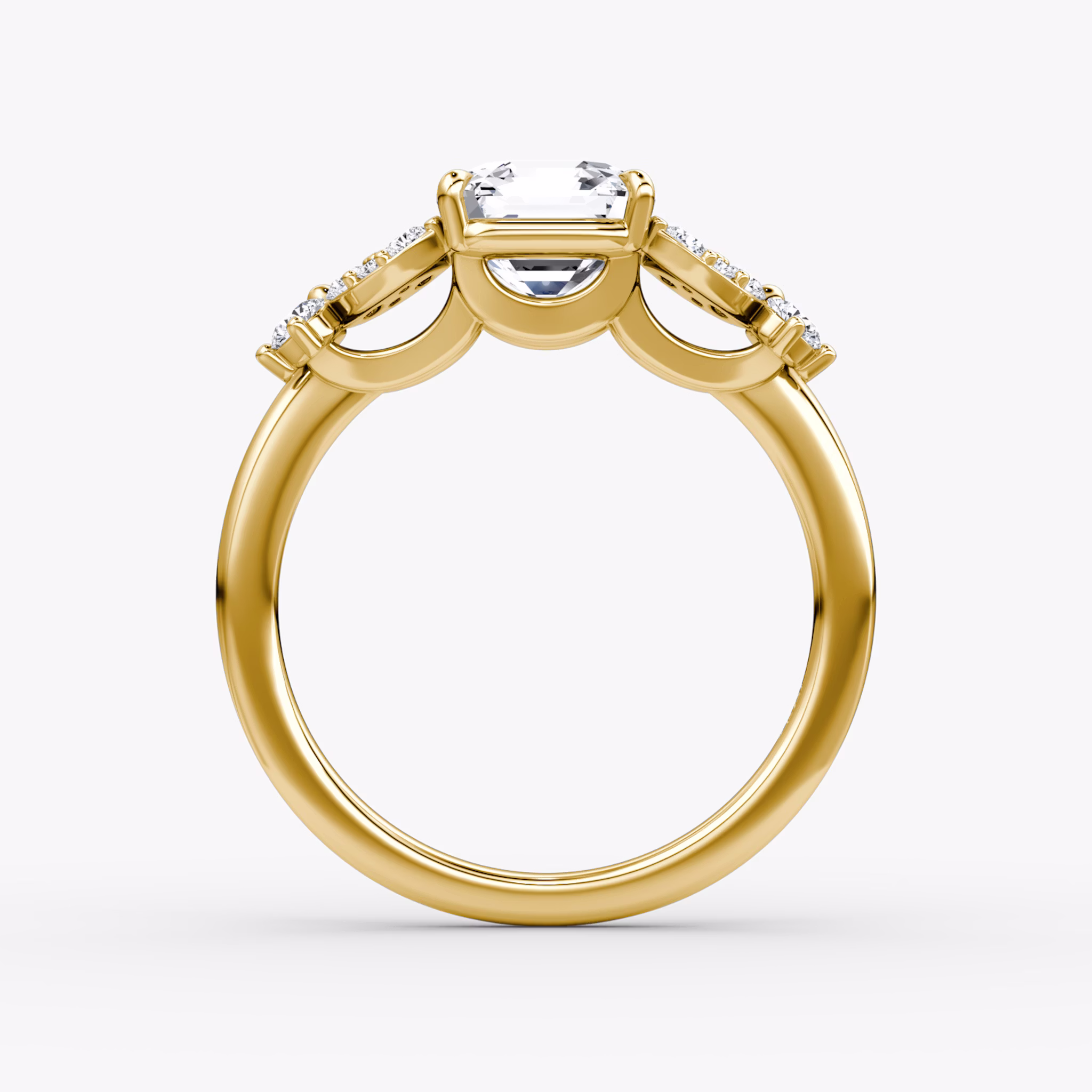 The Signature Floral | Asscher | 18k | Yellow Gold | bandAccent: Plain | diamondOrientation: vertical | caratWeight: other