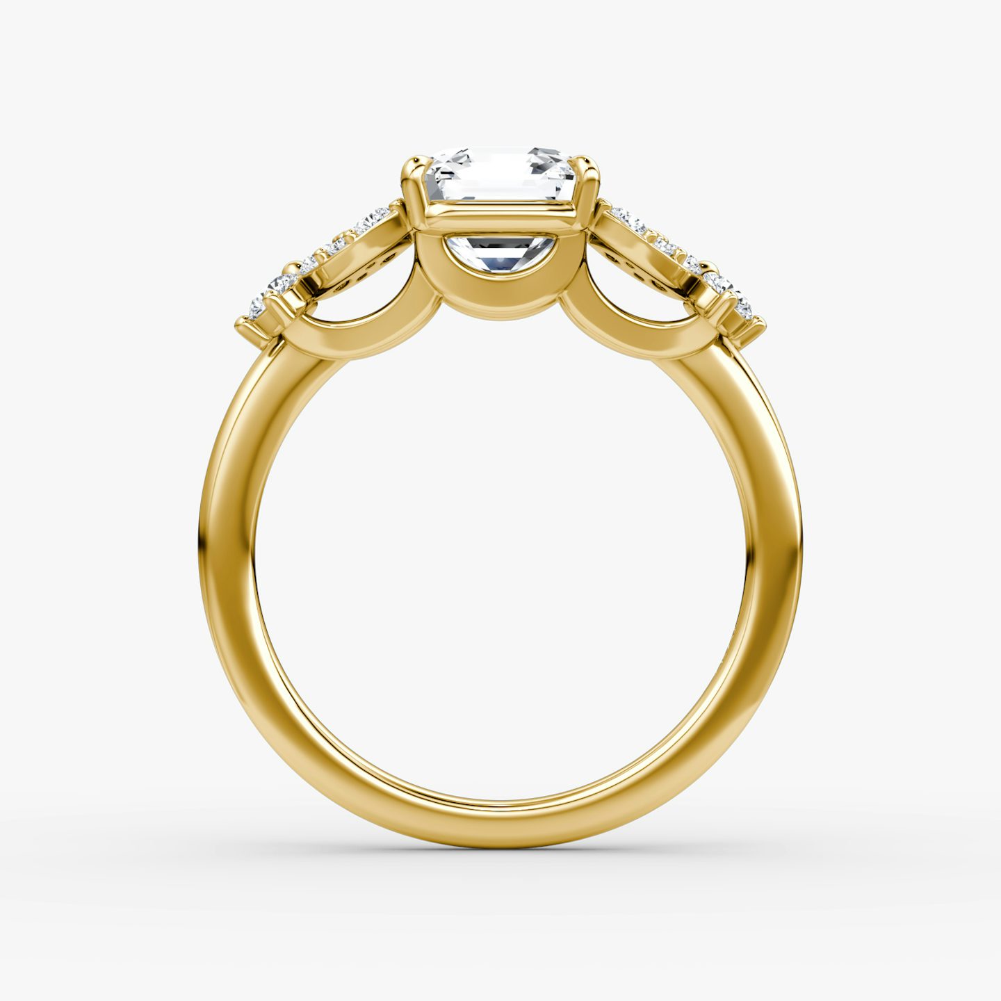 The Signature Floral  | Asscher | 18k | Yellow Gold | bandAccent: Plain | diamondOrientation: vertical | caratWeight: other