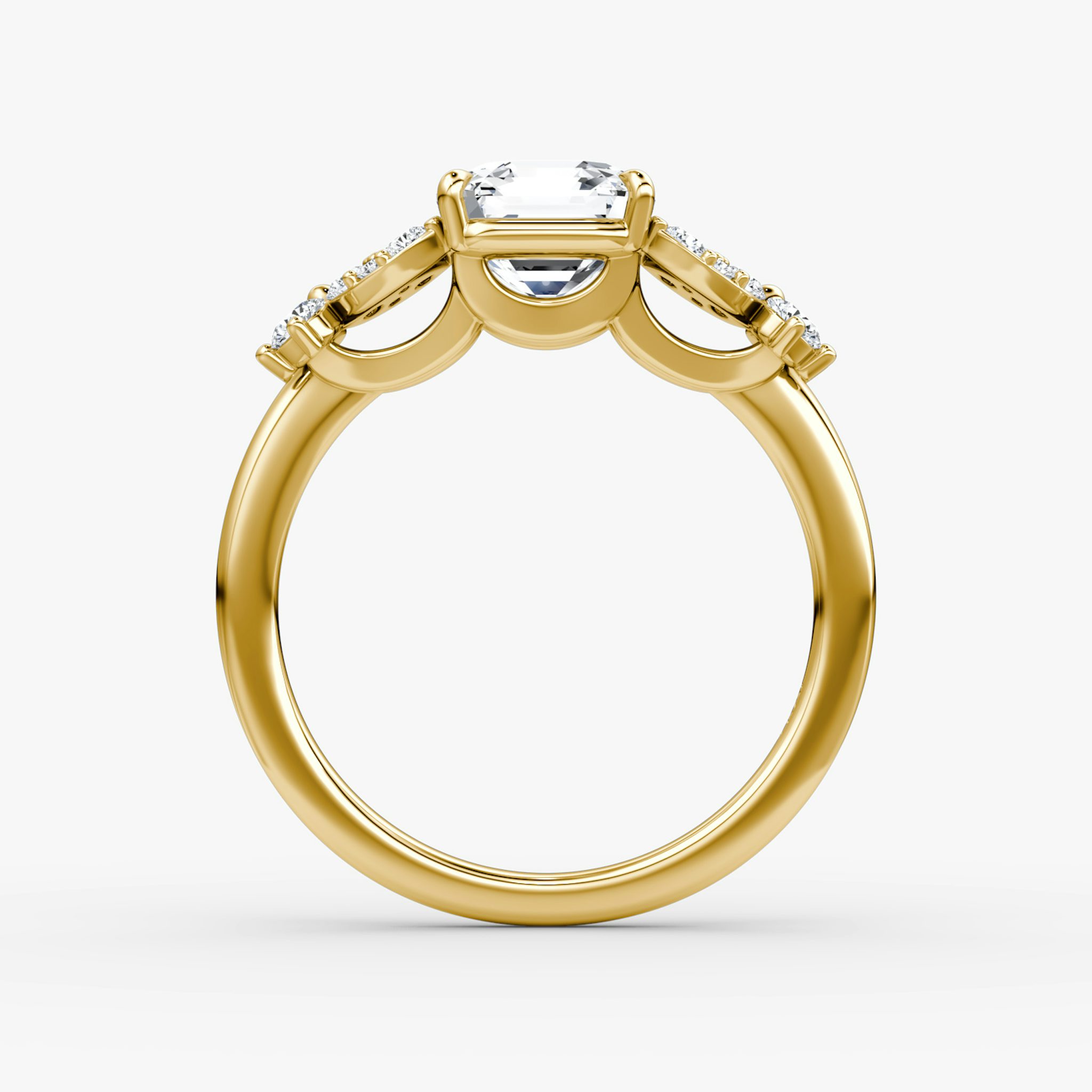 The Signature Floral | Asscher | 18k | Yellow Gold | bandAccent: Plain | diamondOrientation: vertical | caratWeight: other