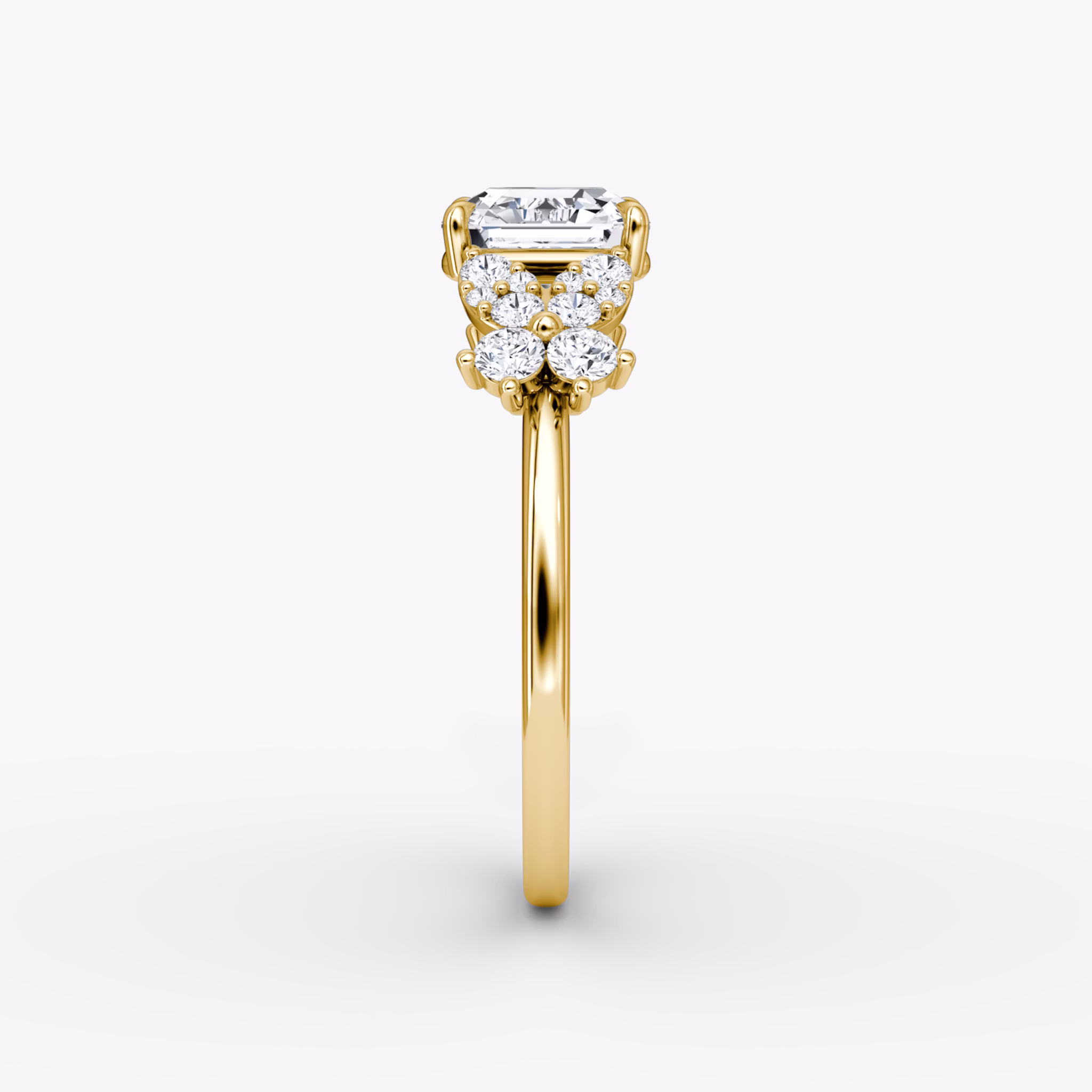 The Signature Floral | Asscher | 18k | Yellow Gold | bandAccent: Plain | diamondOrientation: vertical | caratWeight: other