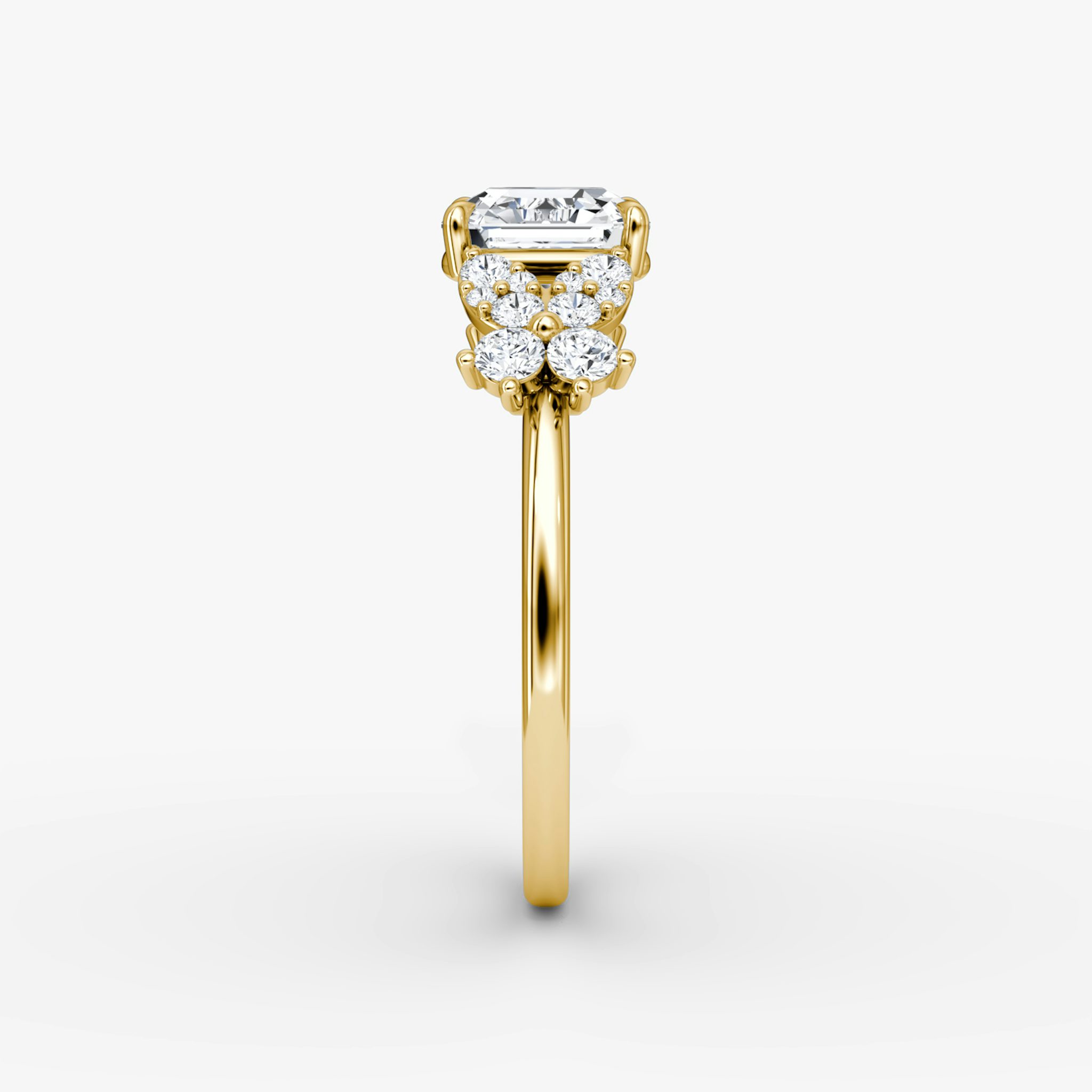 The Signature Floral | Asscher | 18k | Yellow Gold | bandAccent: Plain | diamondOrientation: vertical | caratWeight: other