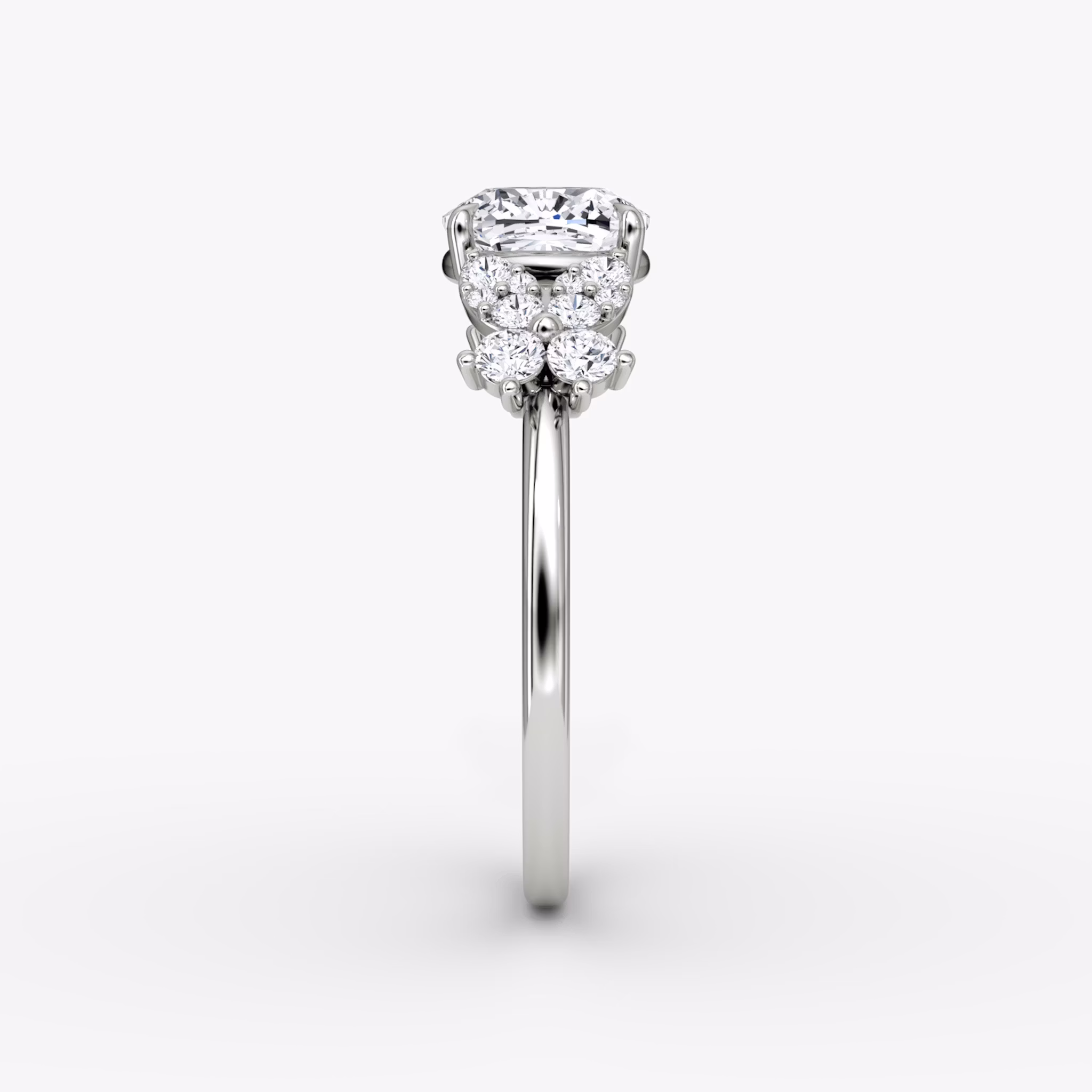The Signature Floral | Cushion | Platinum | bandAccent: Plain | diamondOrientation: vertical | caratWeight: other