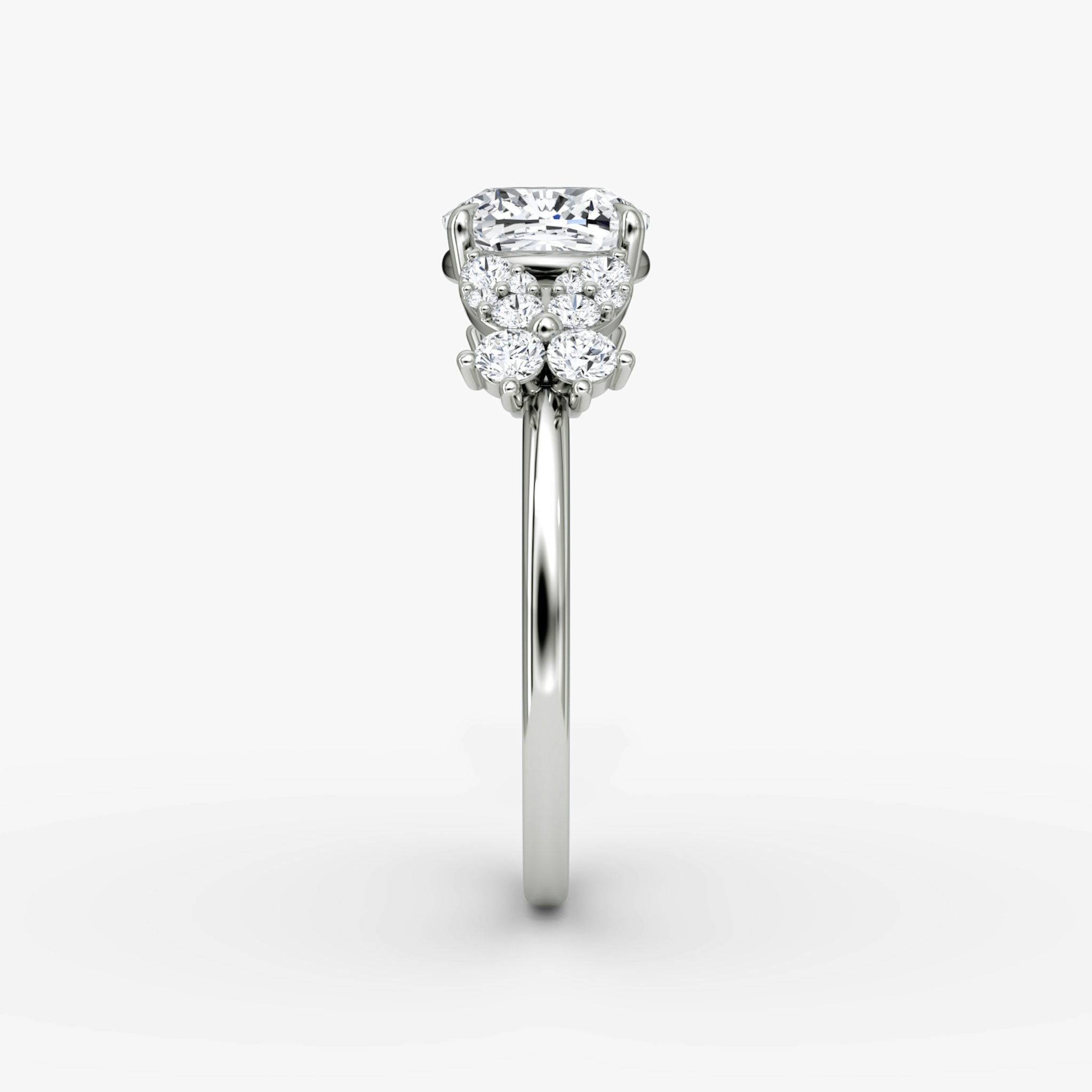 The Signature Floral | Cushion | Platinum | bandAccent: Plain | diamondOrientation: vertical | caratWeight: other