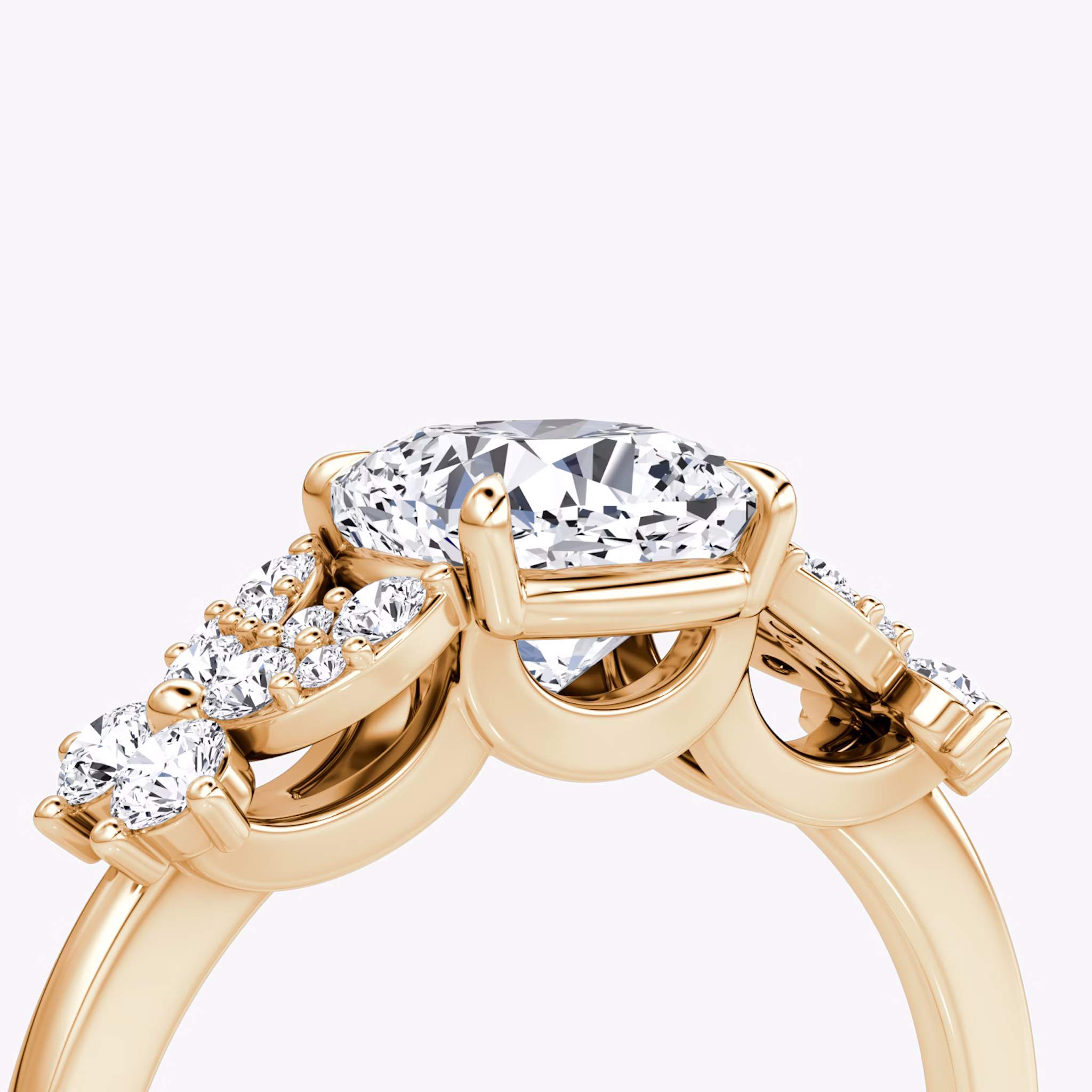 The Signature Floral | Cushion | 14k | Rose Gold | bandAccent: Plain | diamondOrientation: vertical | caratWeight: other