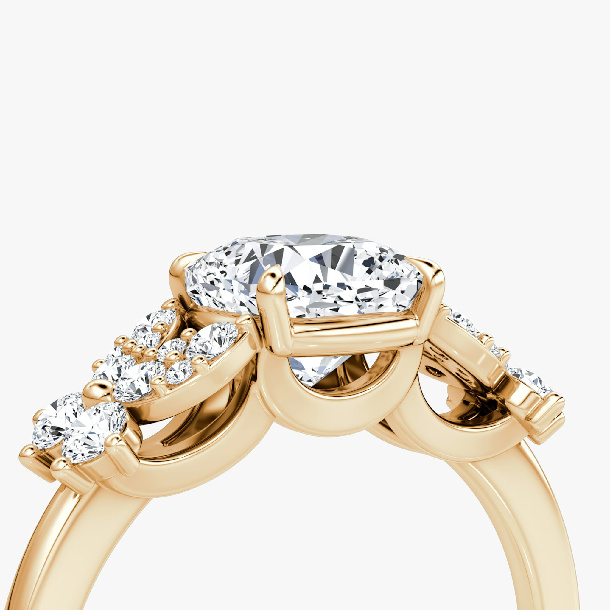 The Signature Floral | Cushion | 14k | Rose Gold | bandAccent: Plain | diamondOrientation: vertical | caratWeight: other