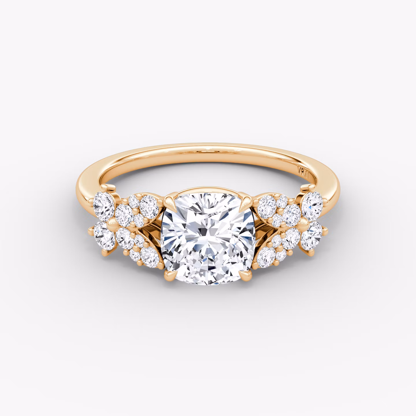 The Signature Floral  | Cushion | 14k | Rose Gold | bandAccent: Plain | diamondOrientation: vertical | caratWeight: other