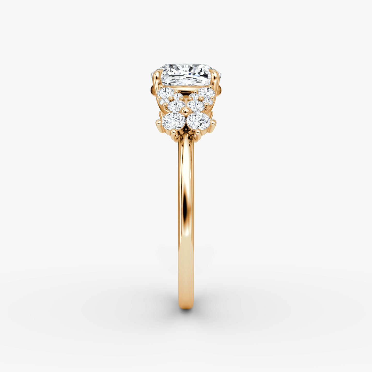 The Signature Floral  | Cushion | 14k | Rose Gold | bandAccent: Plain | diamondOrientation: vertical | caratWeight: other