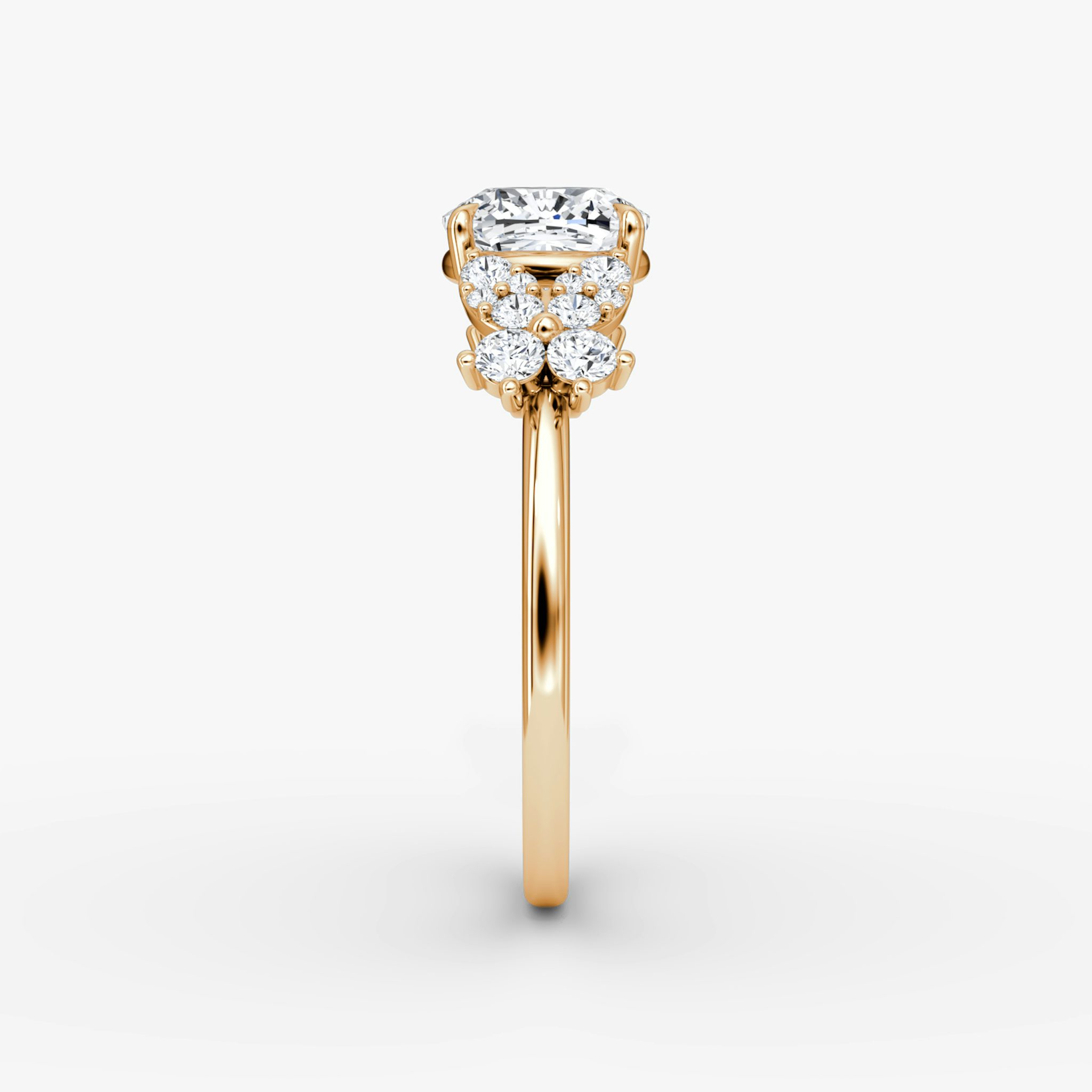 The Signature Floral | Cushion | 14k | Rose Gold | bandAccent: Plain | diamondOrientation: vertical | caratWeight: other