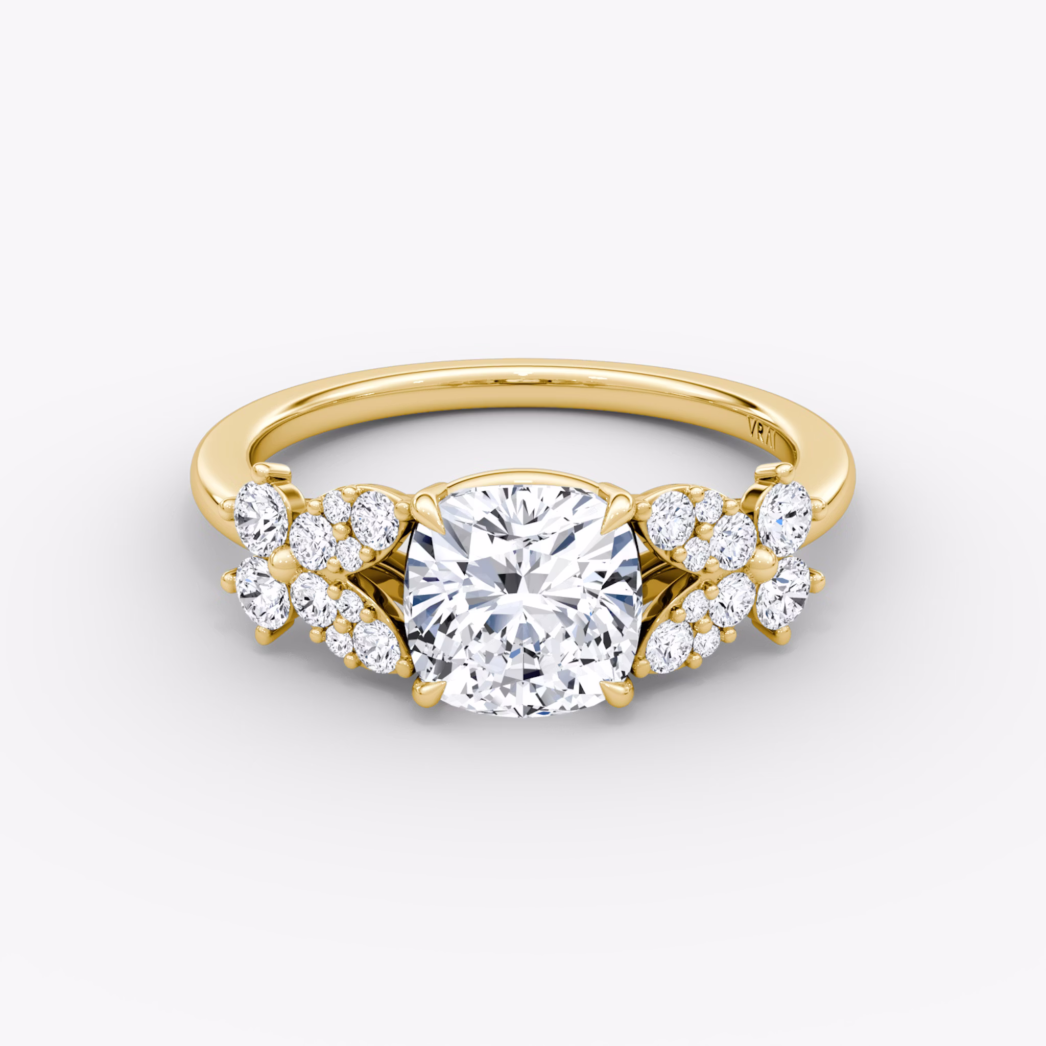 The Signature Floral | Cushion | 18k | Yellow Gold | bandAccent: Plain | diamondOrientation: vertical | caratWeight: other