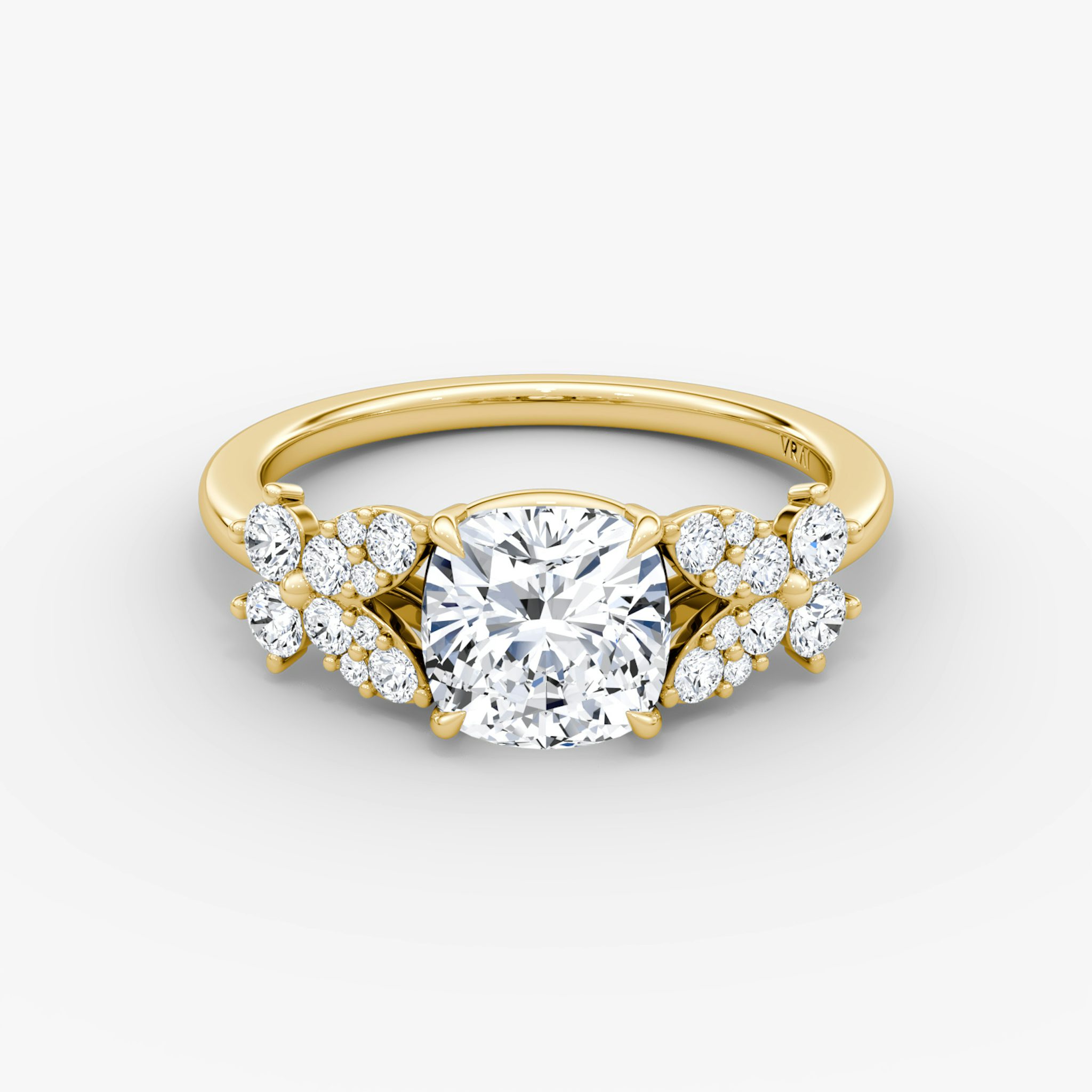 The Signature Floral | Cushion | 18k | Yellow Gold | bandAccent: Plain | diamondOrientation: vertical | caratWeight: other
