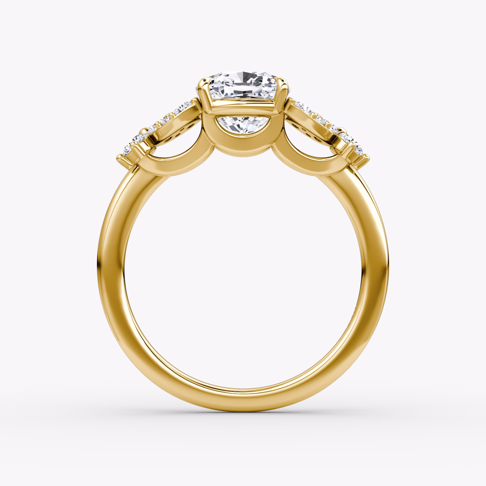 The Signature Floral | Cushion | 18k | Yellow Gold | bandAccent: Plain | diamondOrientation: vertical | caratWeight: other