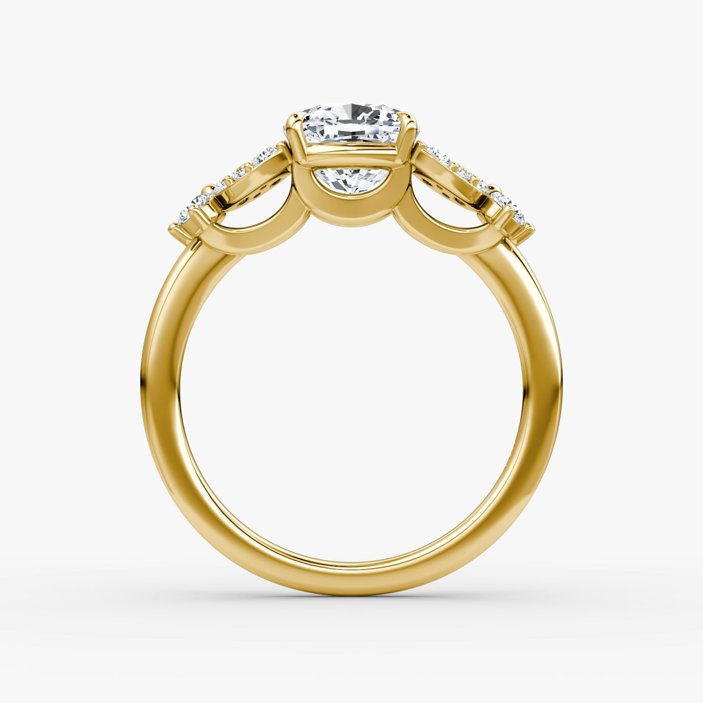 The Signature Floral  | Cushion | 18k | Yellow Gold | bandAccent: Plain | diamondOrientation: vertical | caratWeight: other