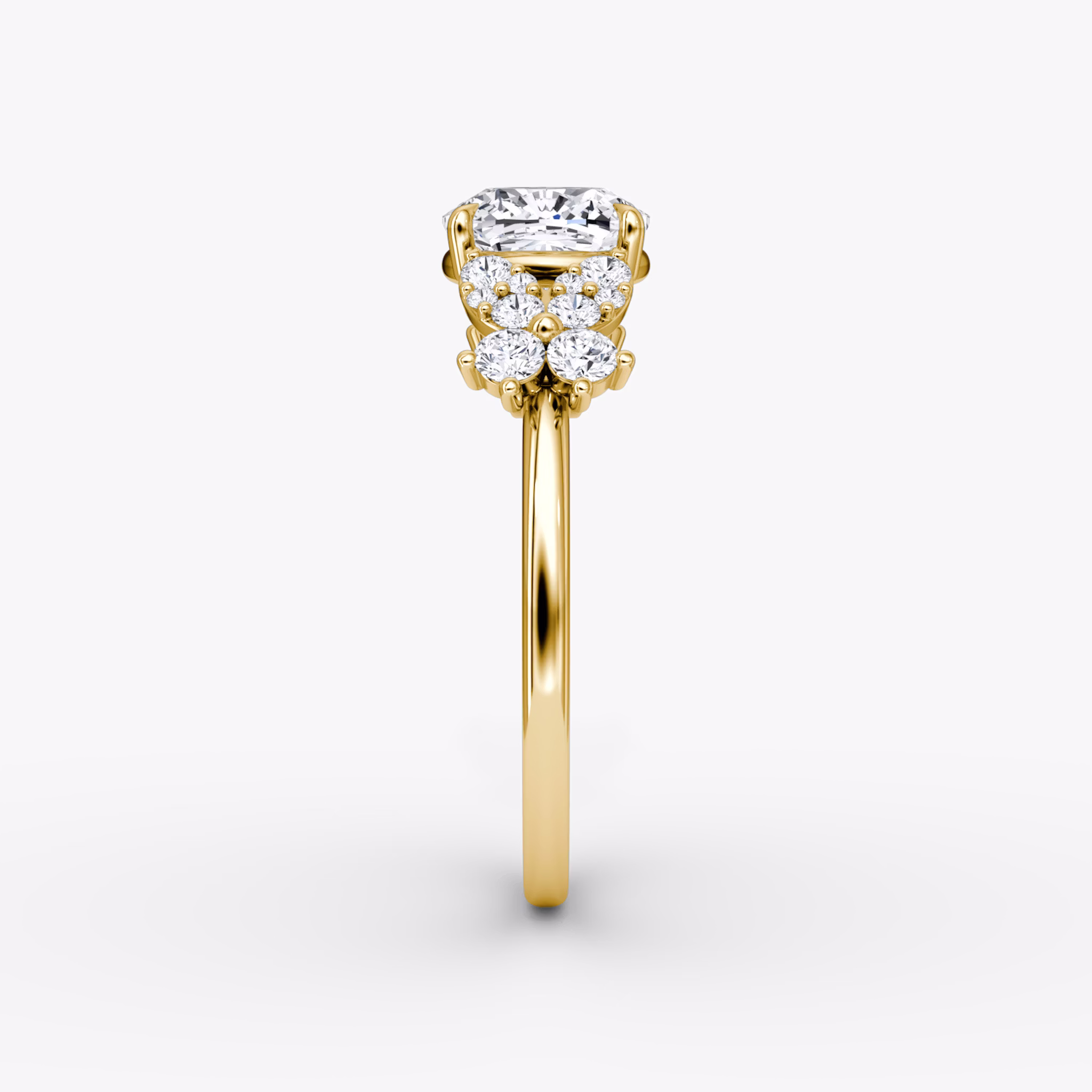 The Signature Floral | Cushion | 18k | Yellow Gold | bandAccent: Plain | diamondOrientation: vertical | caratWeight: other