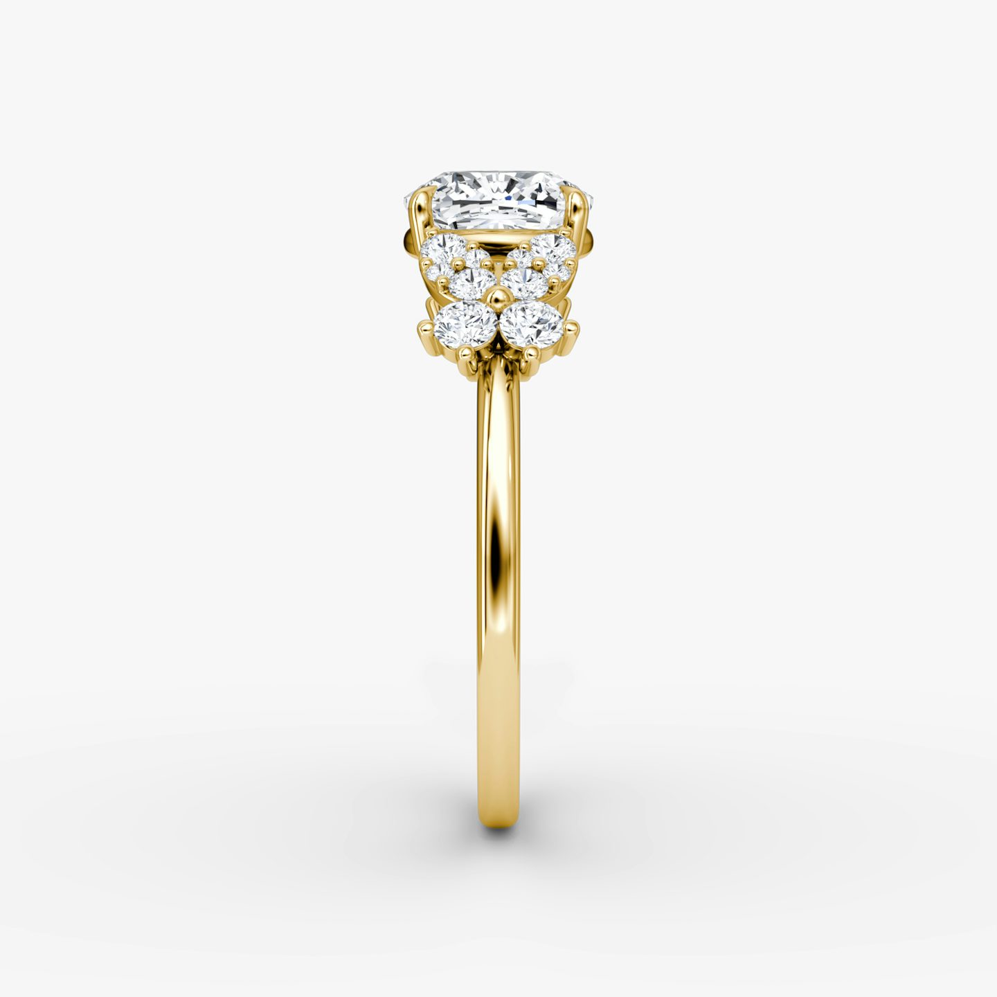 The Signature Floral  | Cushion | 18k | Yellow Gold | bandAccent: Plain | diamondOrientation: vertical | caratWeight: other