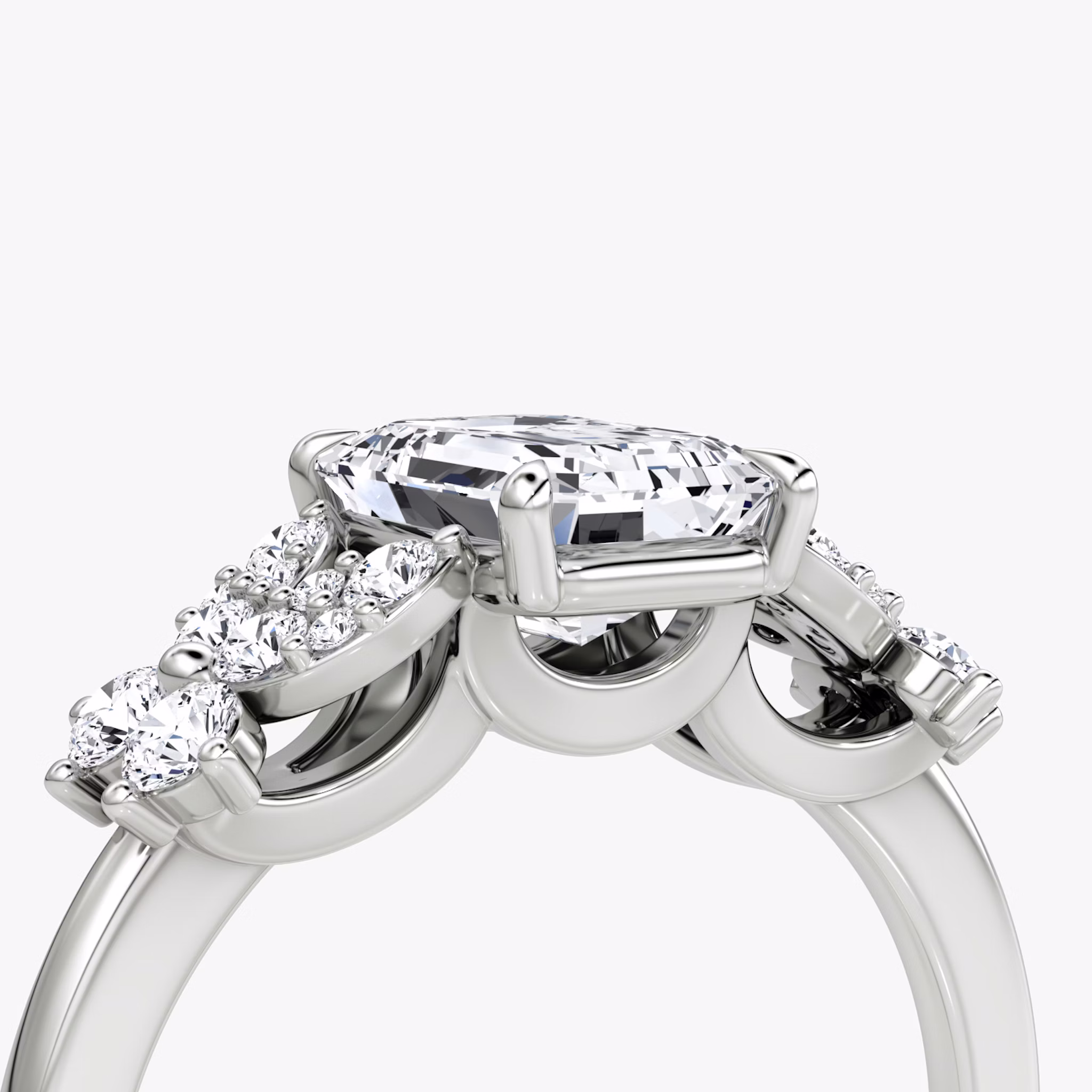 The Signature Floral | Emerald | Platinum | bandAccent: Plain | diamondOrientation: vertical | caratWeight: other