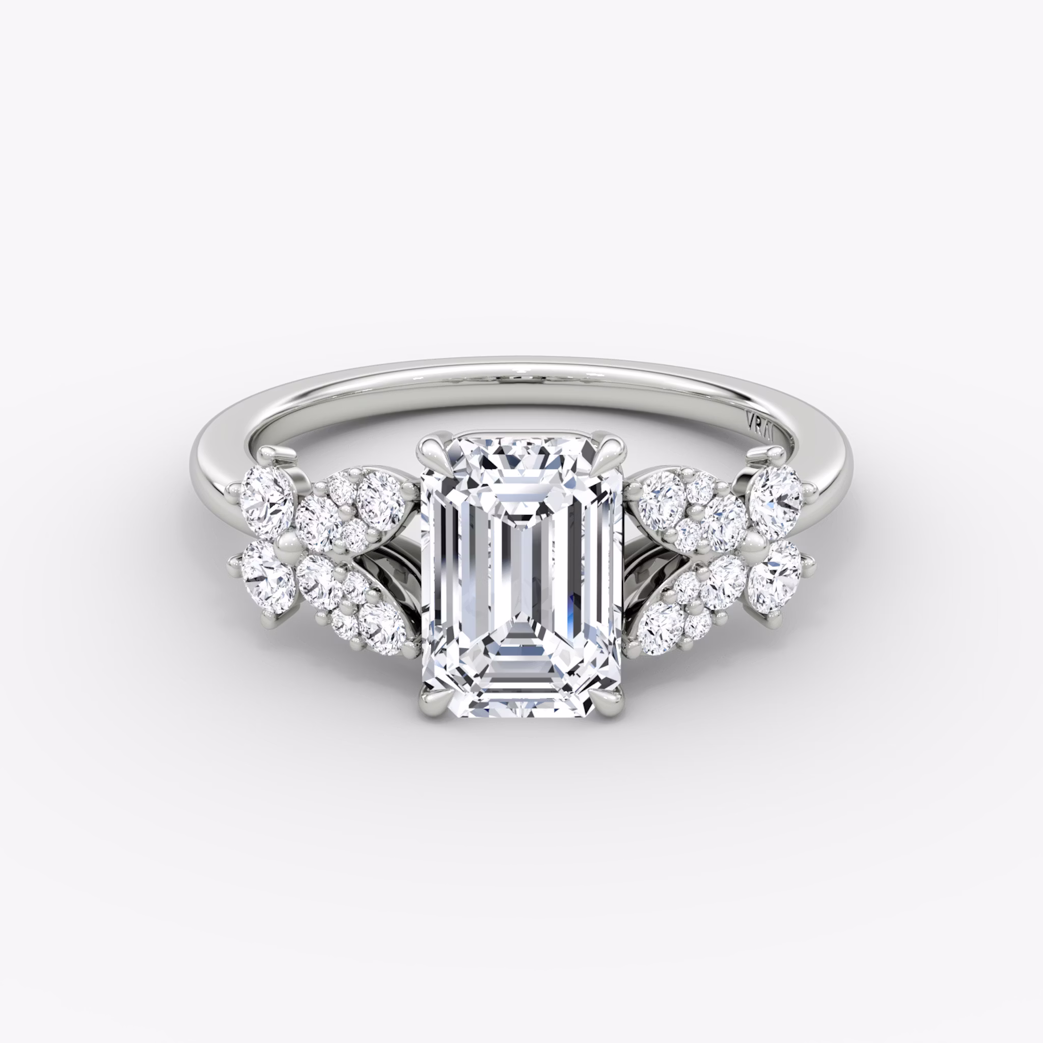 The Signature Floral | Emerald | Platinum | bandAccent: Plain | diamondOrientation: vertical | caratWeight: other