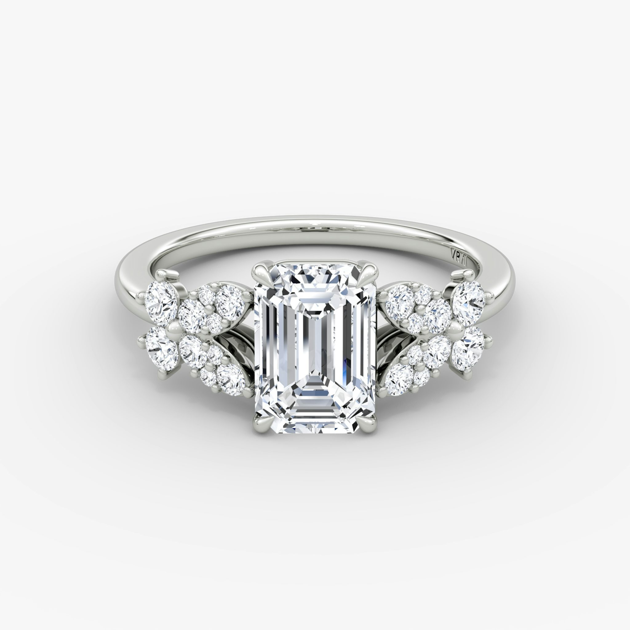 The Signature Floral | Emerald | Platinum | bandAccent: Plain | diamondOrientation: vertical | caratWeight: other