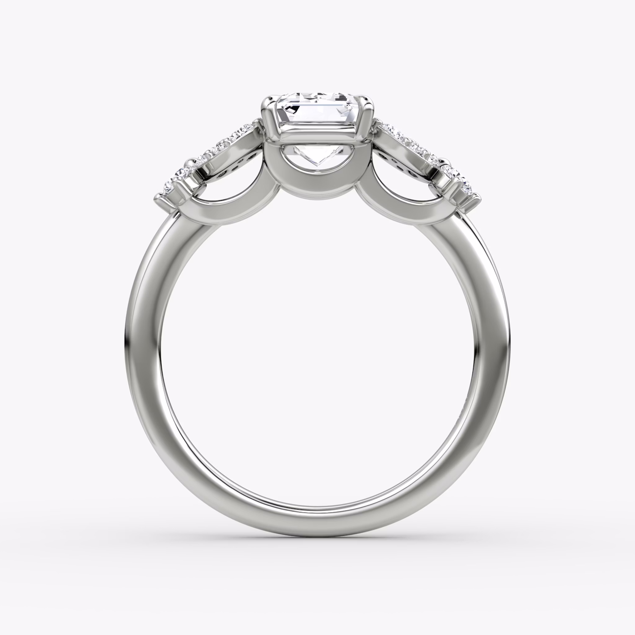 The Signature Floral | Emerald | Platinum | bandAccent: Plain | diamondOrientation: vertical | caratWeight: other