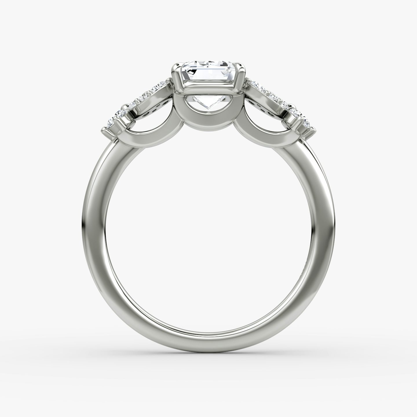 The Signature Floral  | Emerald | 18k | White Gold | bandAccent: Plain | diamondOrientation: vertical | caratWeight: other