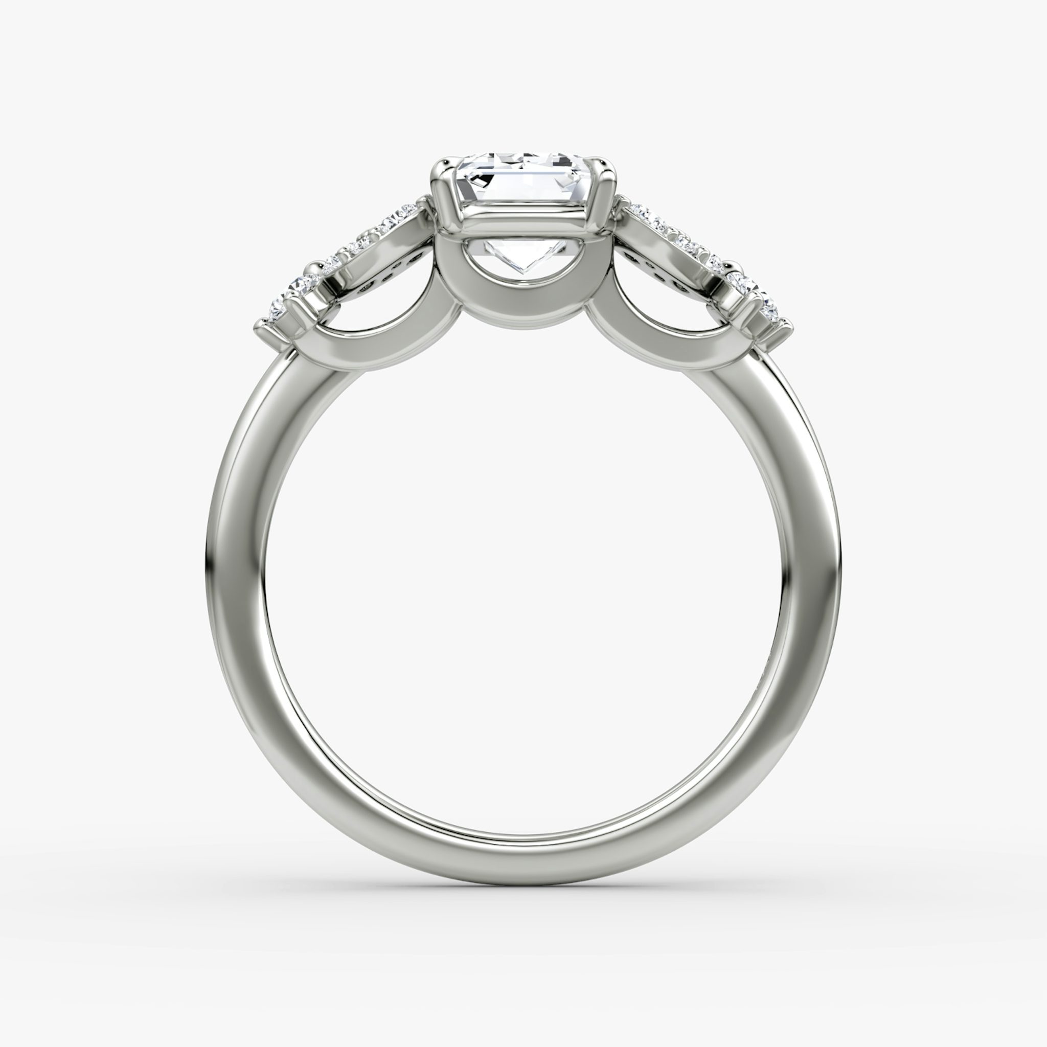 The Signature Floral | Emerald | Platinum | bandAccent: Plain | diamondOrientation: vertical | caratWeight: other