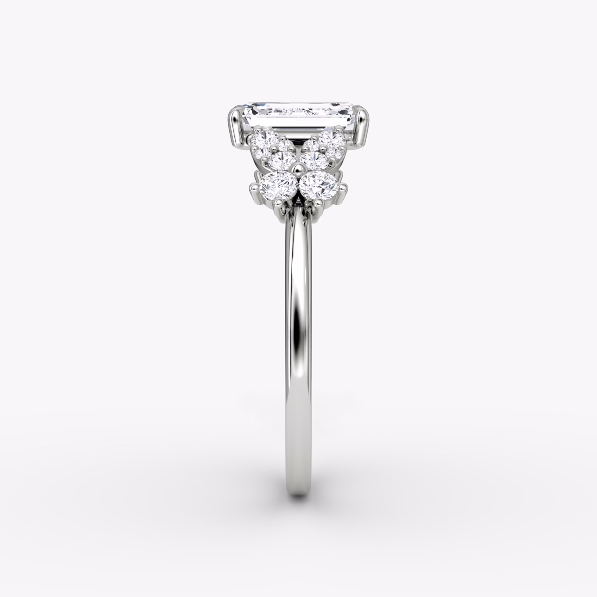 The Signature Floral | Emerald | Platinum | bandAccent: Plain | diamondOrientation: vertical | caratWeight: other