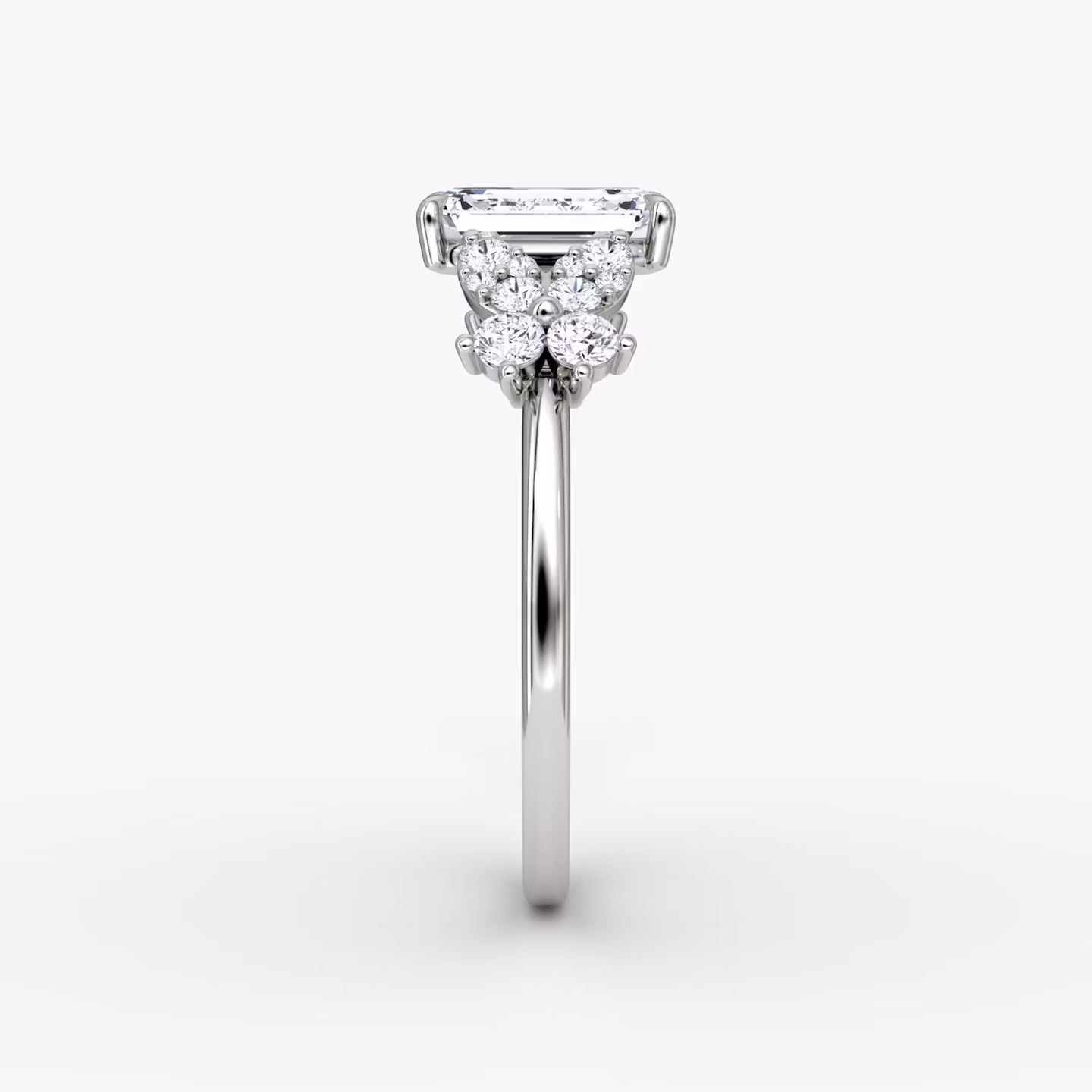 The Signature Floral  | Emerald | 18k | White Gold | bandAccent: Plain | diamondOrientation: vertical | caratWeight: other