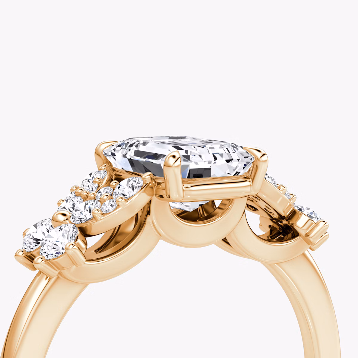 The Signature Floral | Emerald | 14k | Rose Gold | bandAccent: Plain | diamondOrientation: vertical | caratWeight: other