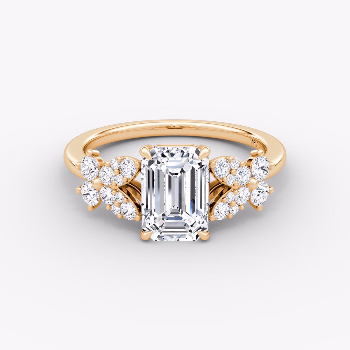 The Signature Floral | Emerald | 14k | Rose Gold | bandAccent: Plain | diamondOrientation: vertical | caratWeight: other