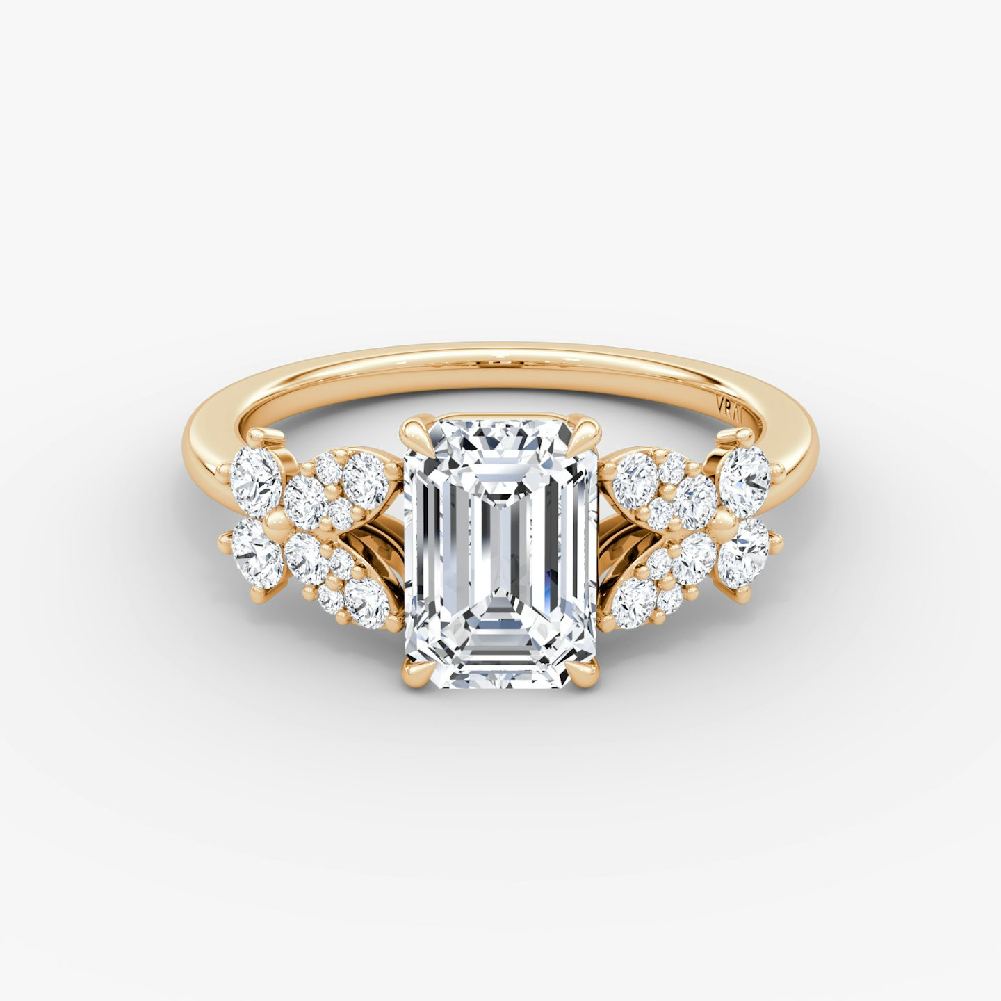 The Signature Floral  | Emerald | 14k | Rose Gold | bandAccent: Plain | diamondOrientation: vertical | caratWeight: other