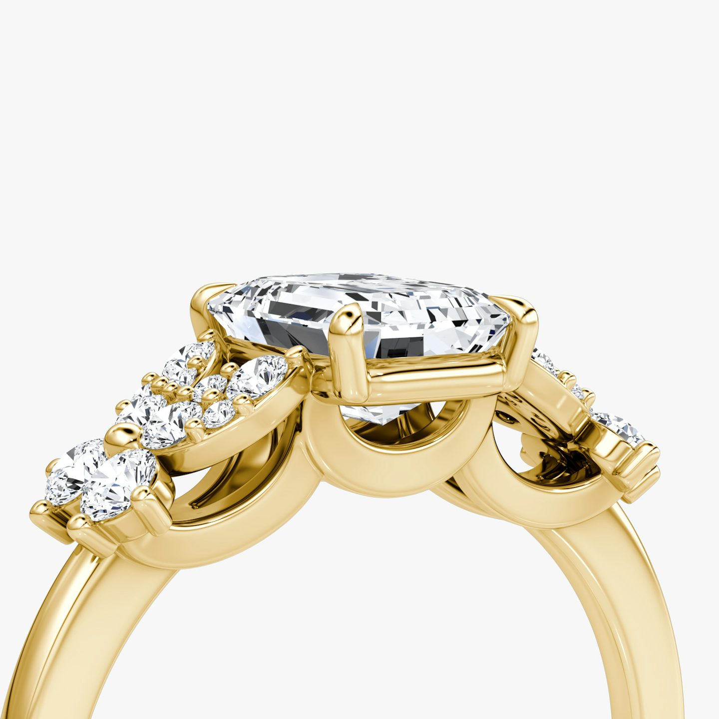 Anillo de compromiso Solitario Signature Floral  | Esmeralda | 18k | Oro amarillo | bandAccent: Simple | diamondOrientation: vertical | caratWeight: other