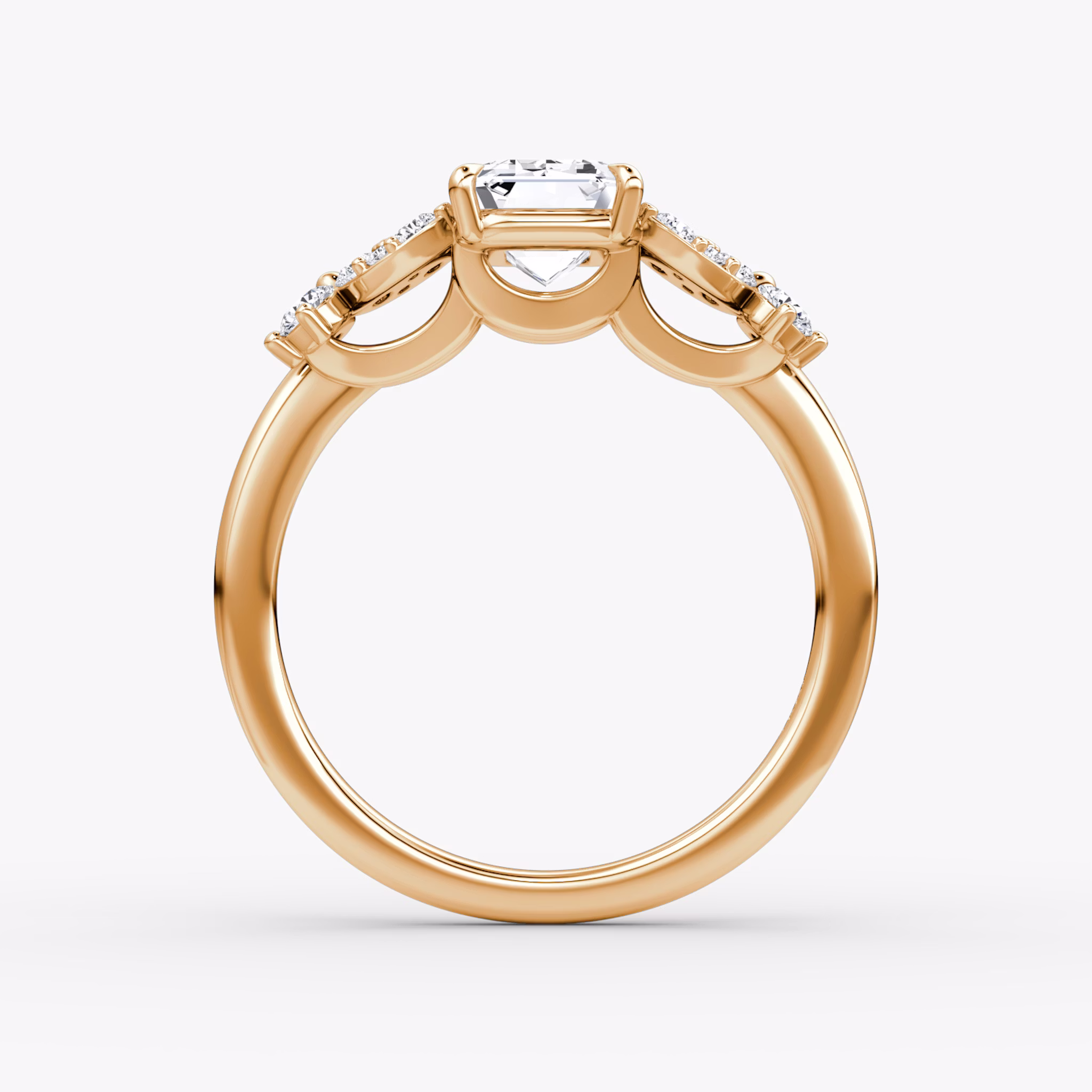 The Signature Floral | Emerald | 14k | Rose Gold | bandAccent: Plain | diamondOrientation: vertical | caratWeight: other