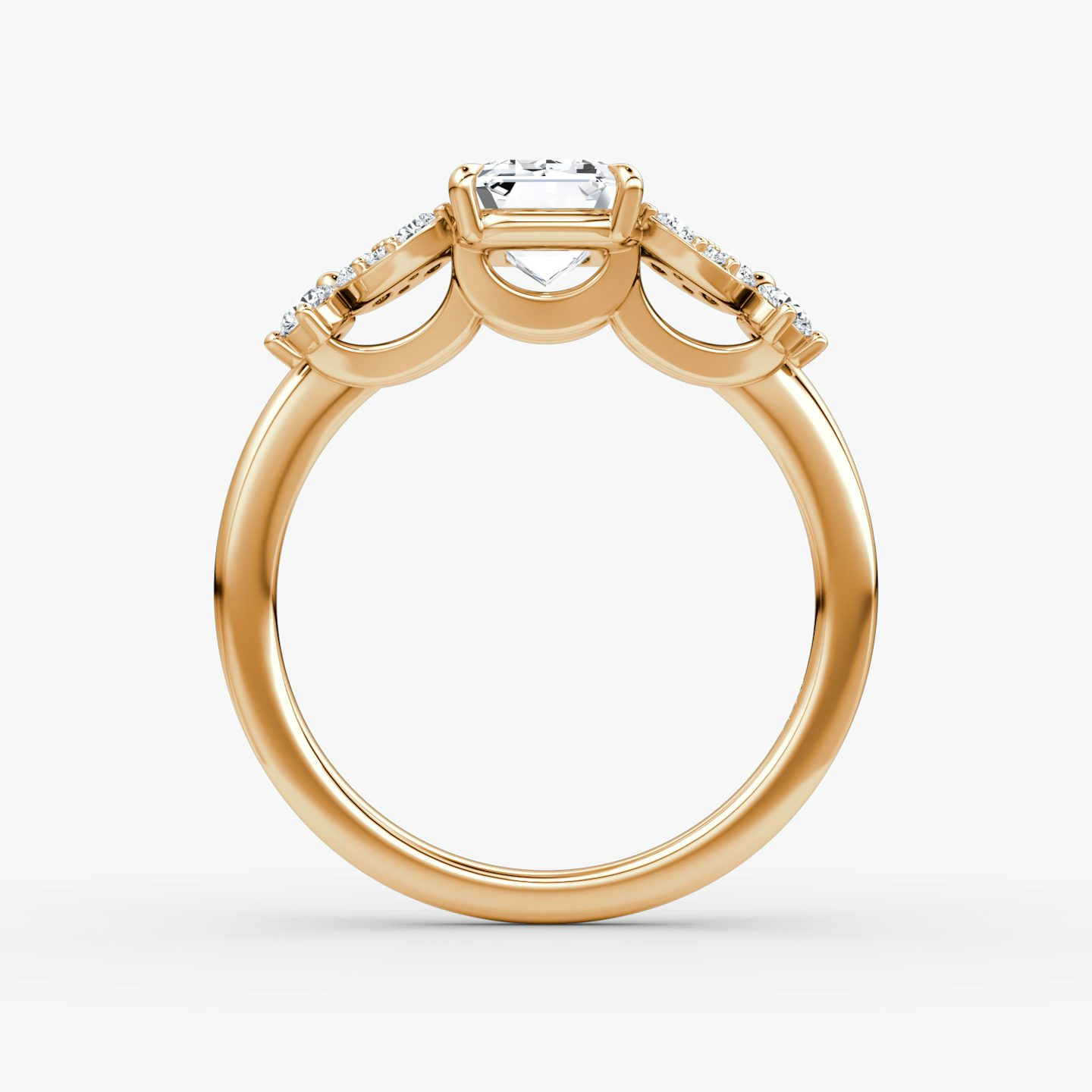 The Signature Floral  | Emerald | 14k | Rose Gold | bandAccent: Plain | diamondOrientation: vertical | caratWeight: other
