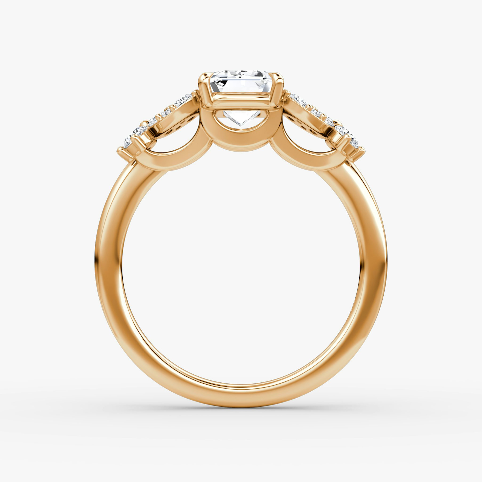 The Signature Floral | Emerald | 14k | Rose Gold | bandAccent: Plain | diamondOrientation: vertical | caratWeight: other