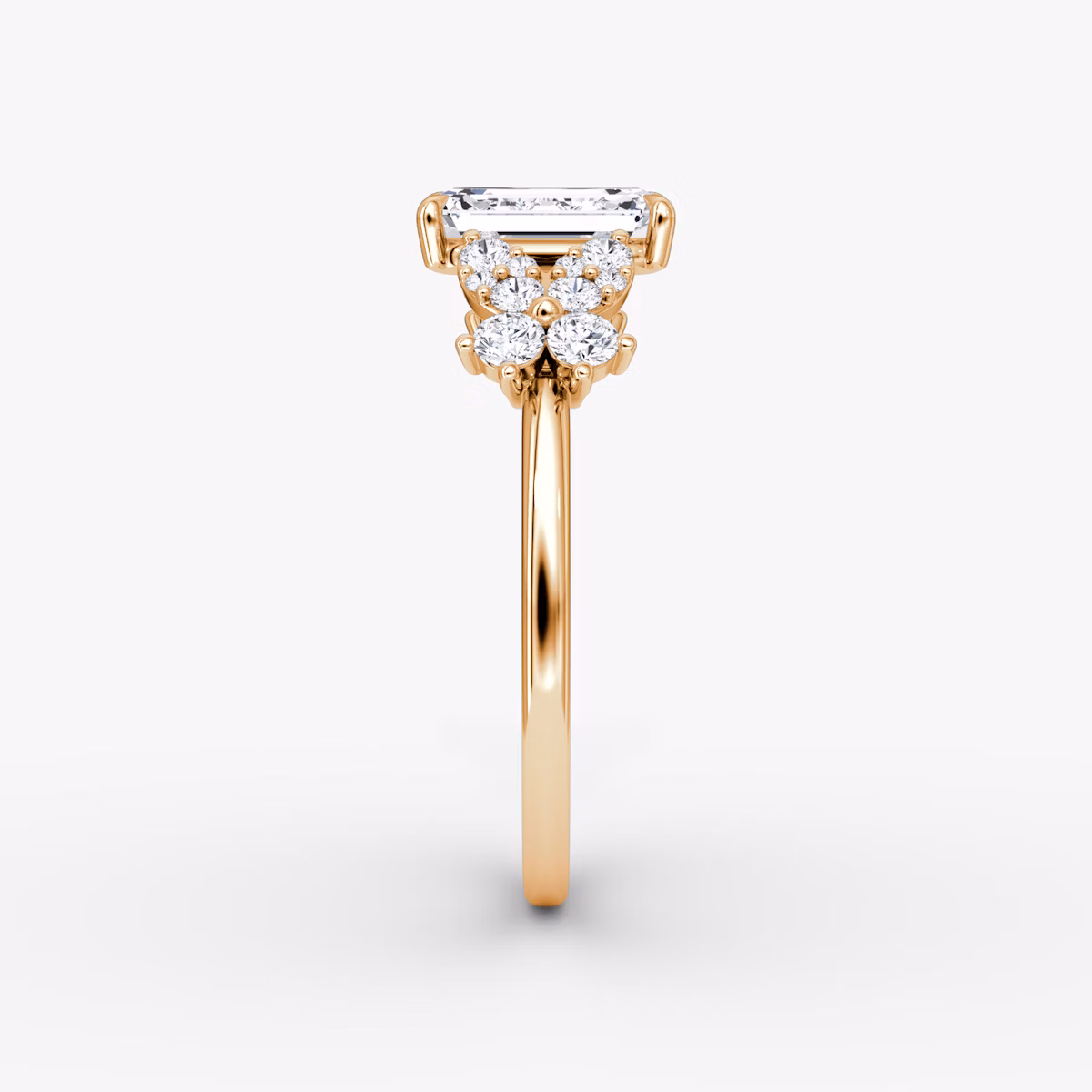 The Signature Floral | Emerald | 14k | Rose Gold | bandAccent: Plain | diamondOrientation: vertical | caratWeight: other